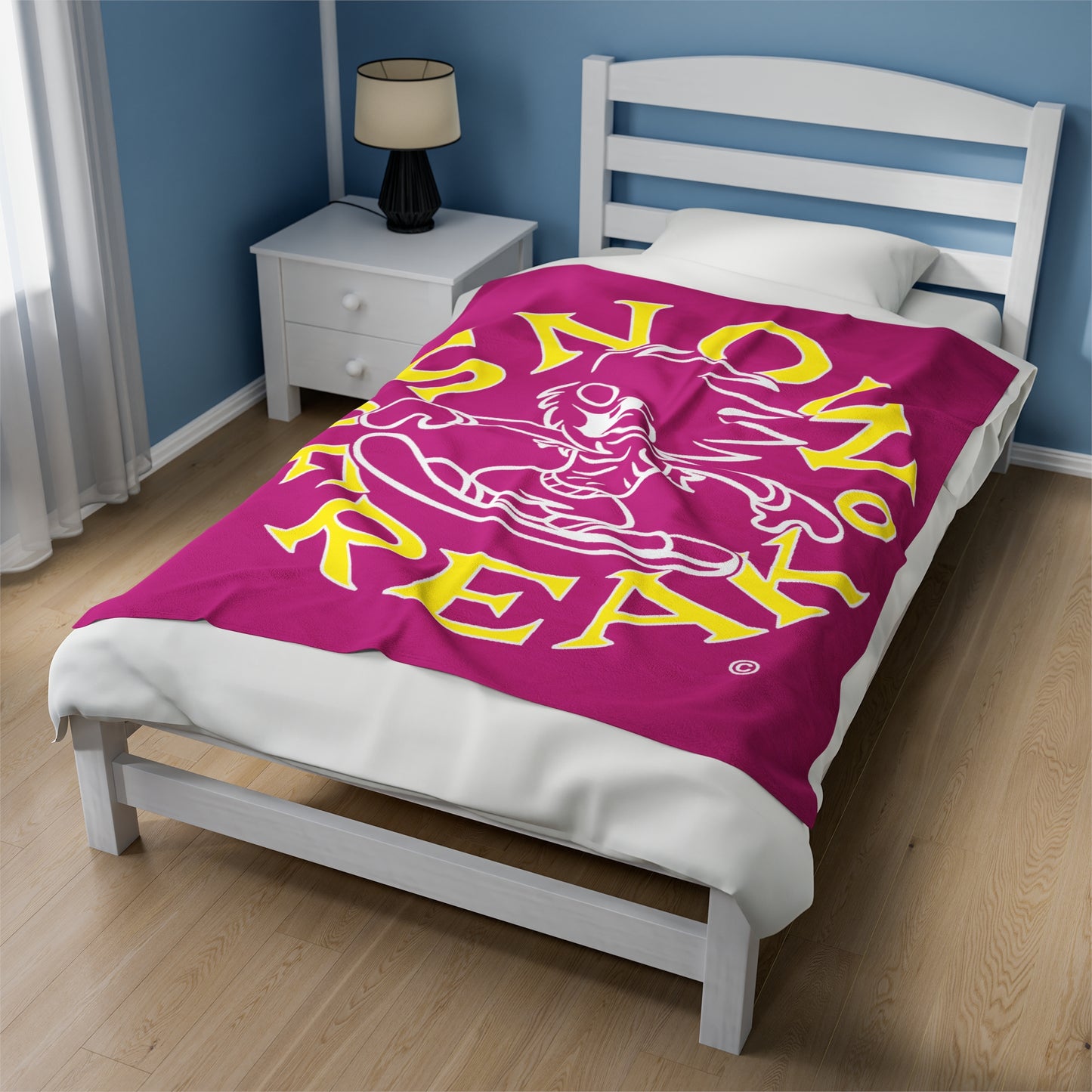 YELLOW N' WHITE SNOW FREAK© Velveteen Plush Blanket
