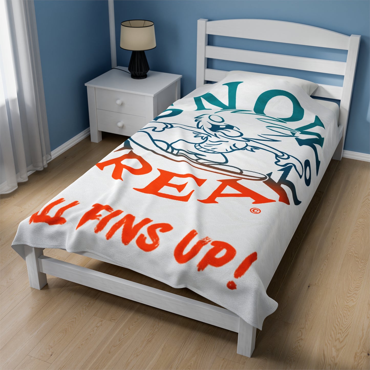 MIAMI SNOW FREAK© 'ALL FINS UP!' Velveteen Plush Blanket
