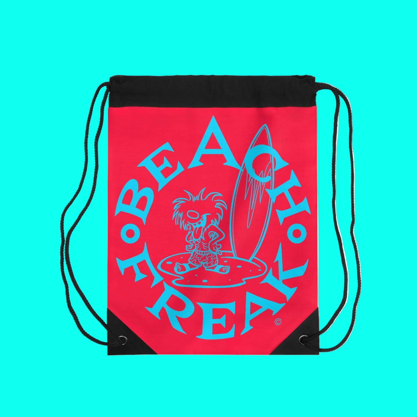 NEON BLUE BEACH FREAK© Drawstring Bag
