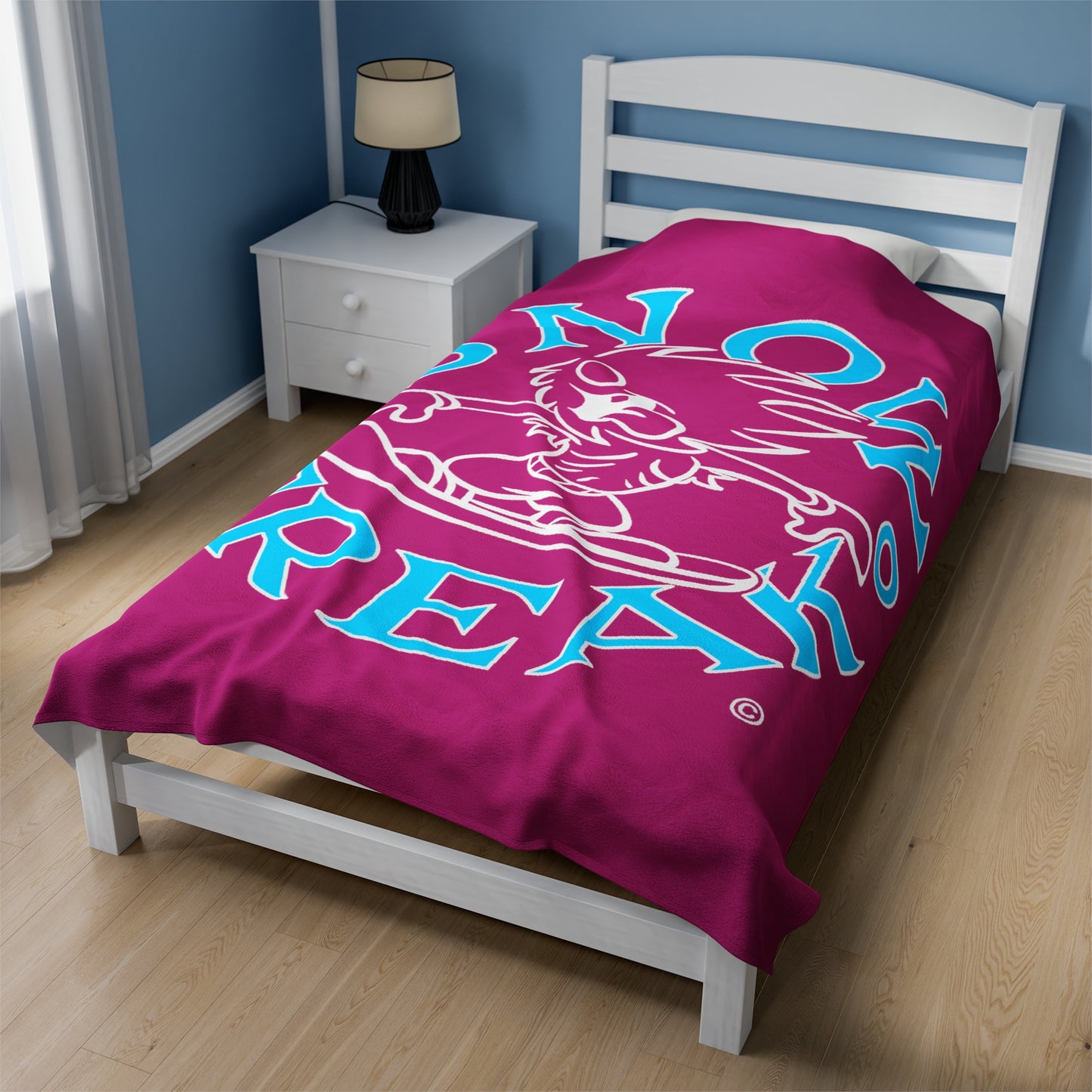 NEON BLUE N' WHITE SNOW FREAK© Velveteen Plush Blanket