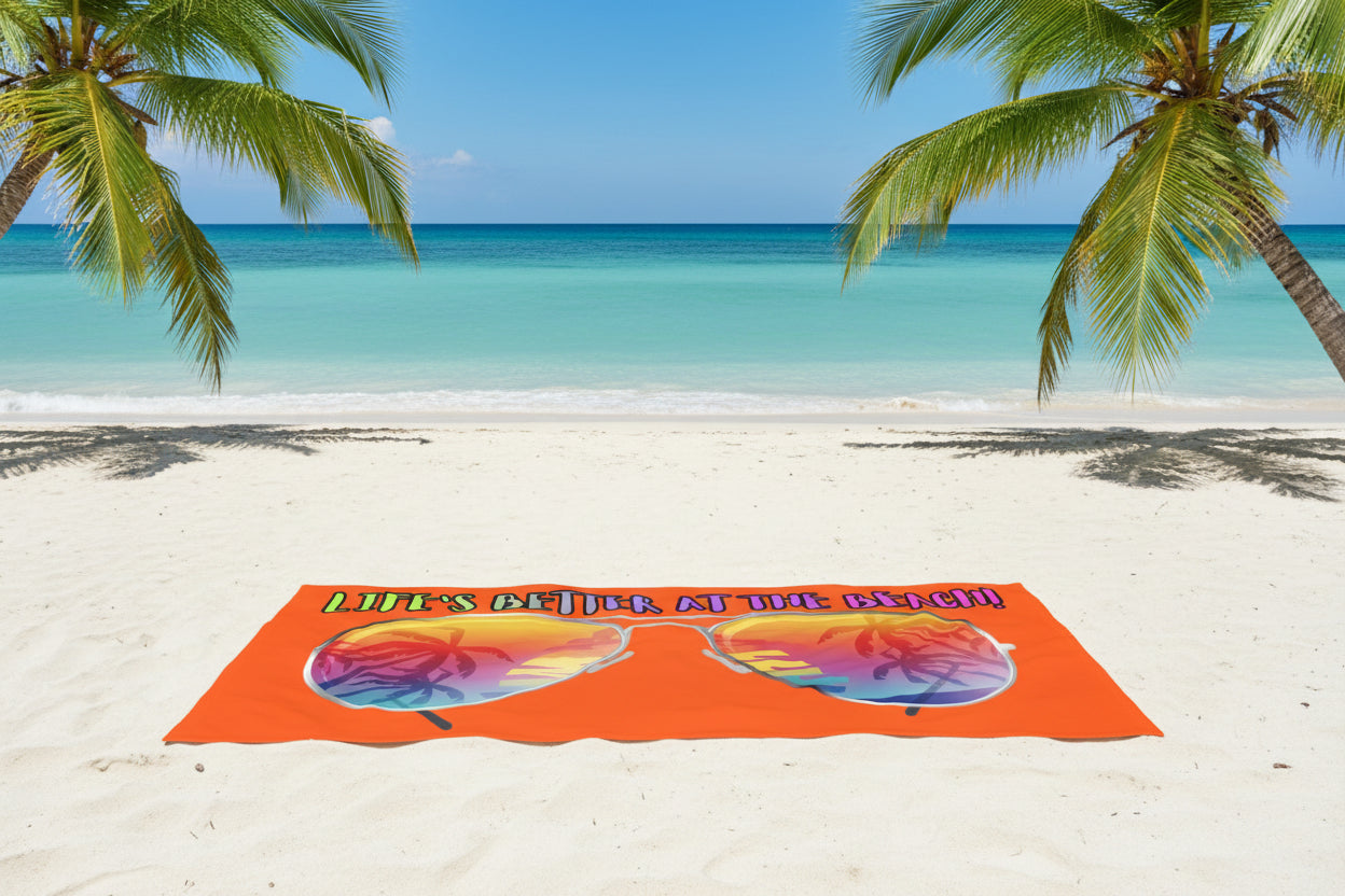 LIFE'S BETTER AT THE BEACH! BEACH FREAK© OVERSIZED 36" X 72" MINK COTTON TOWEL
