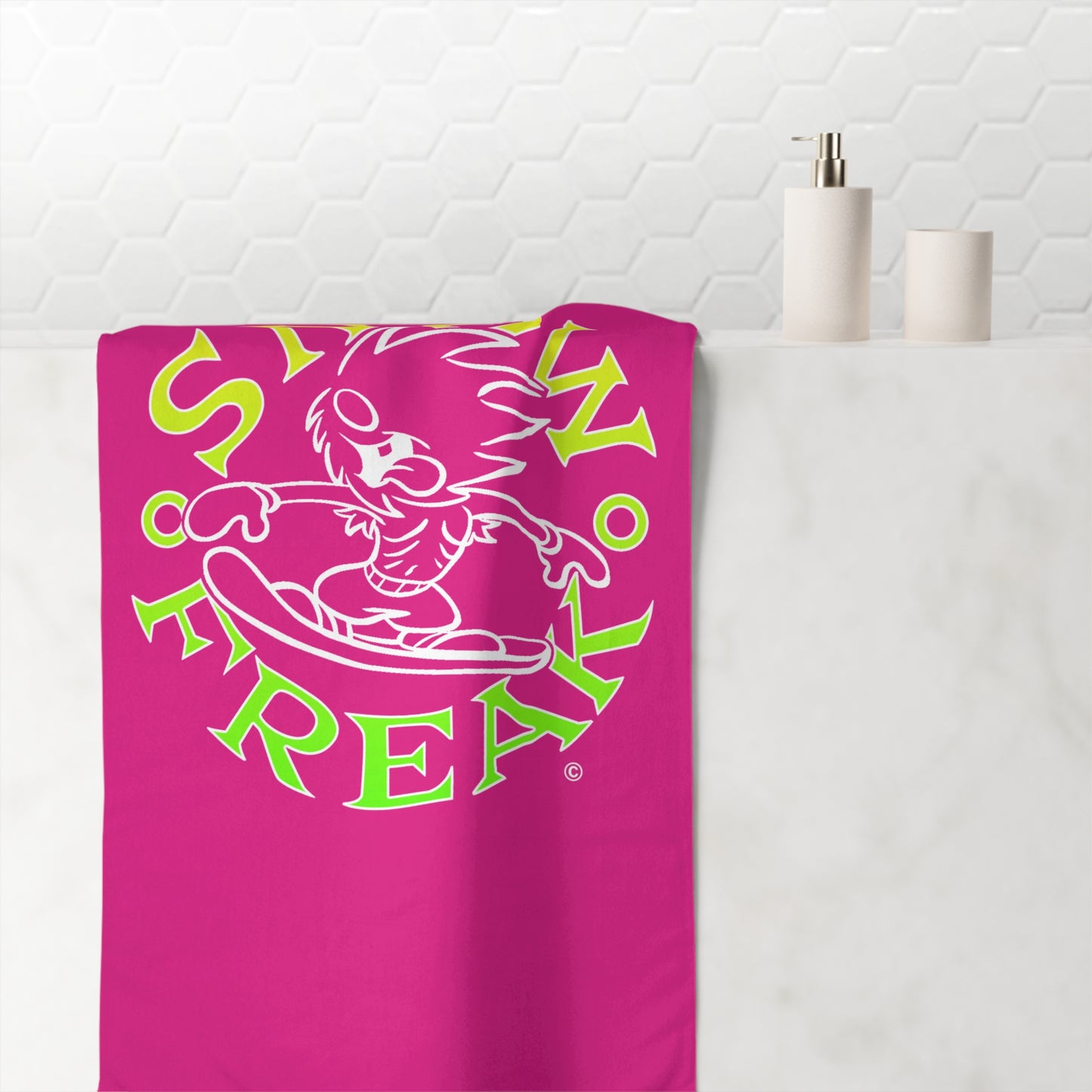 LIME 'N' YELLOW SNOW FREAK© Mink-Cotton Towel