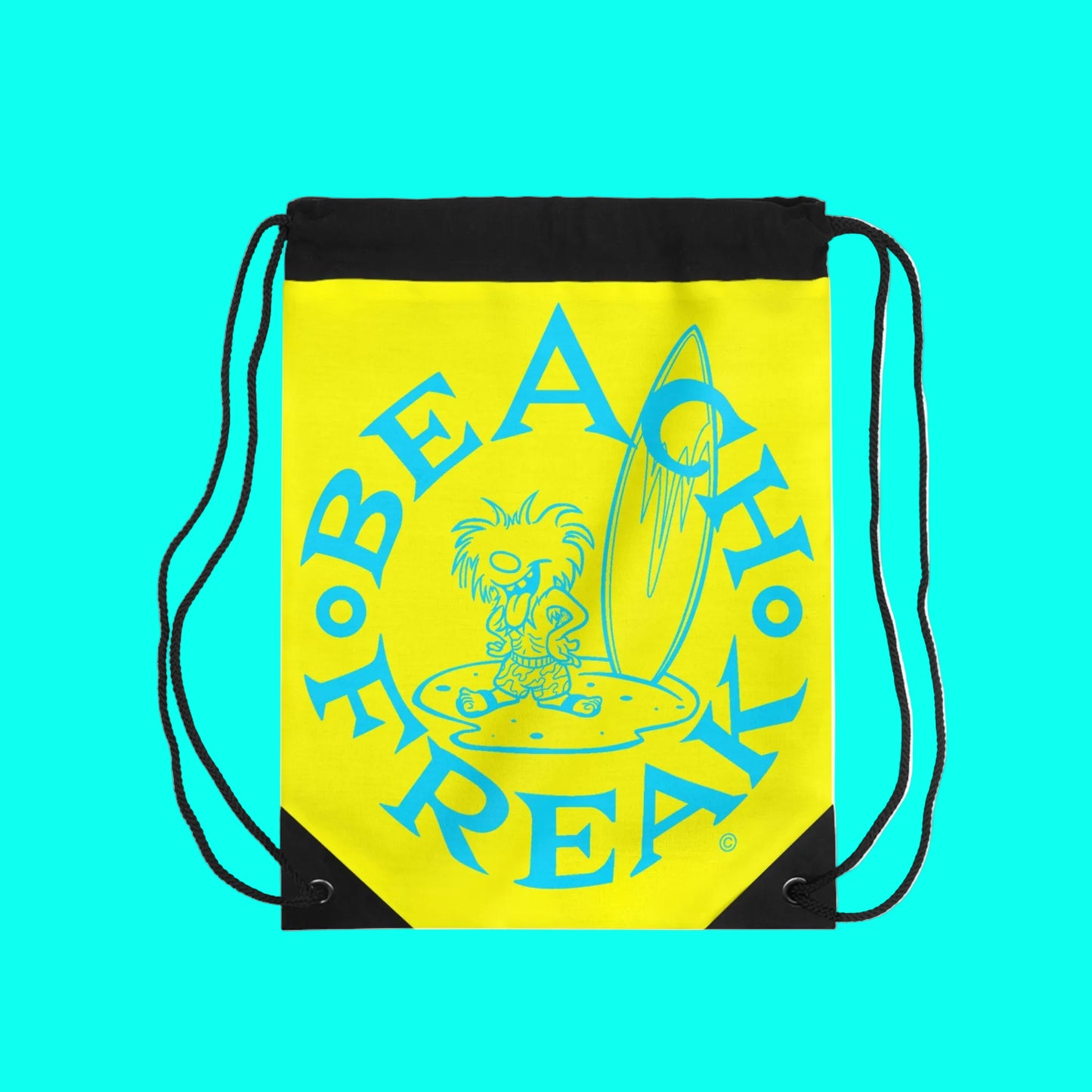 NEON BLUE BEACH FREAK© Drawstring Bag