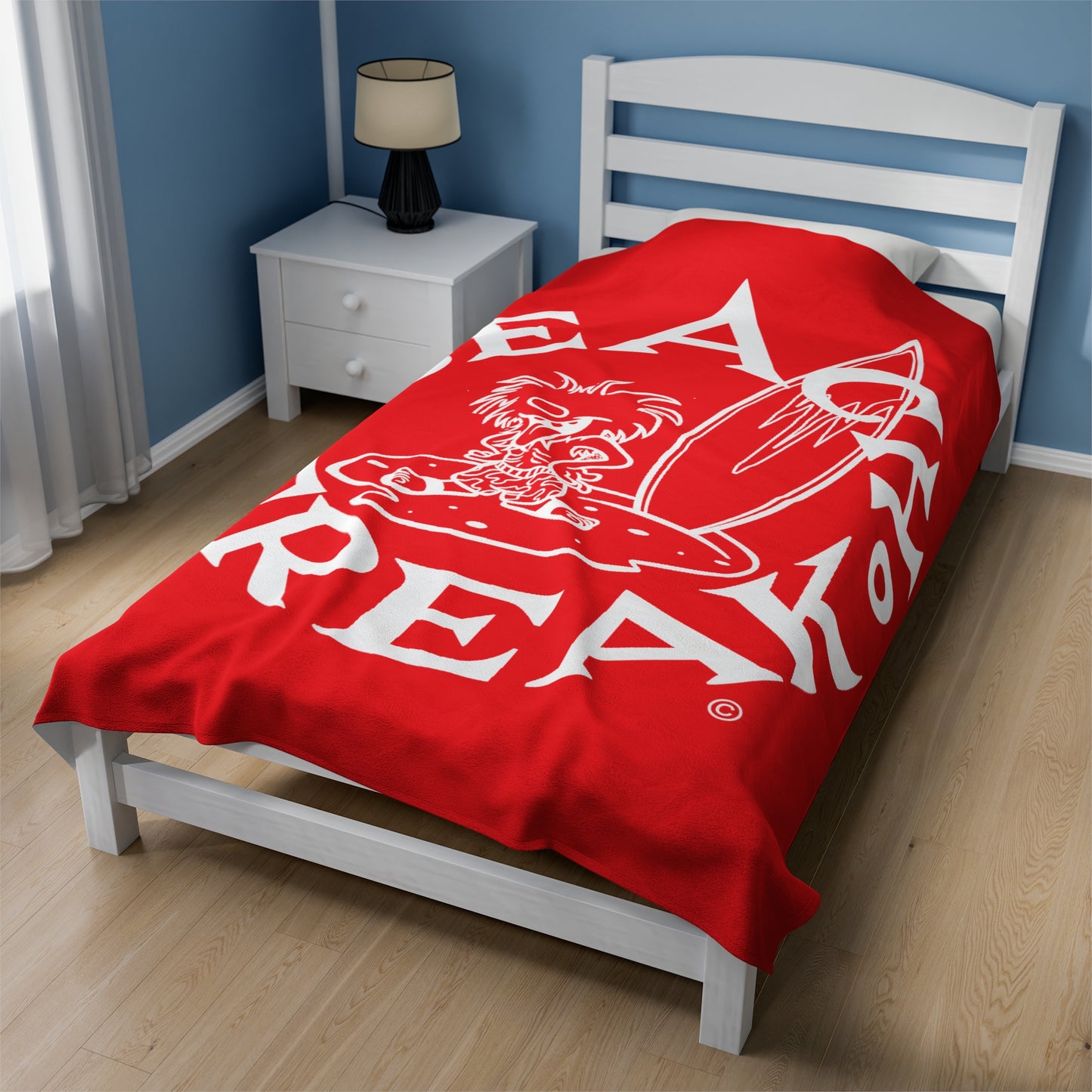 WHITE BEACH FREAK© Velveteen Plush Blanket