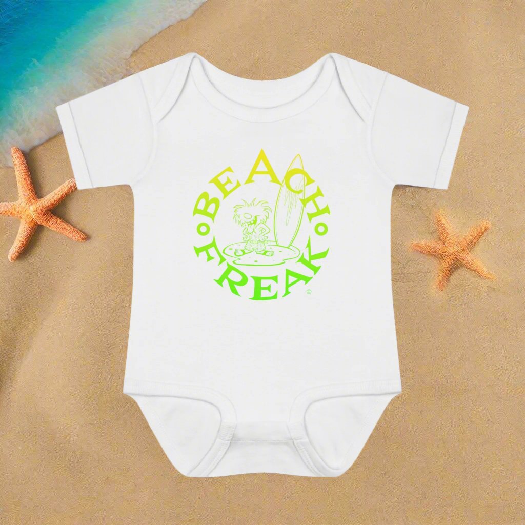 LIME & YELLOW BEACH FREAK© Baby Rib Bodysuit