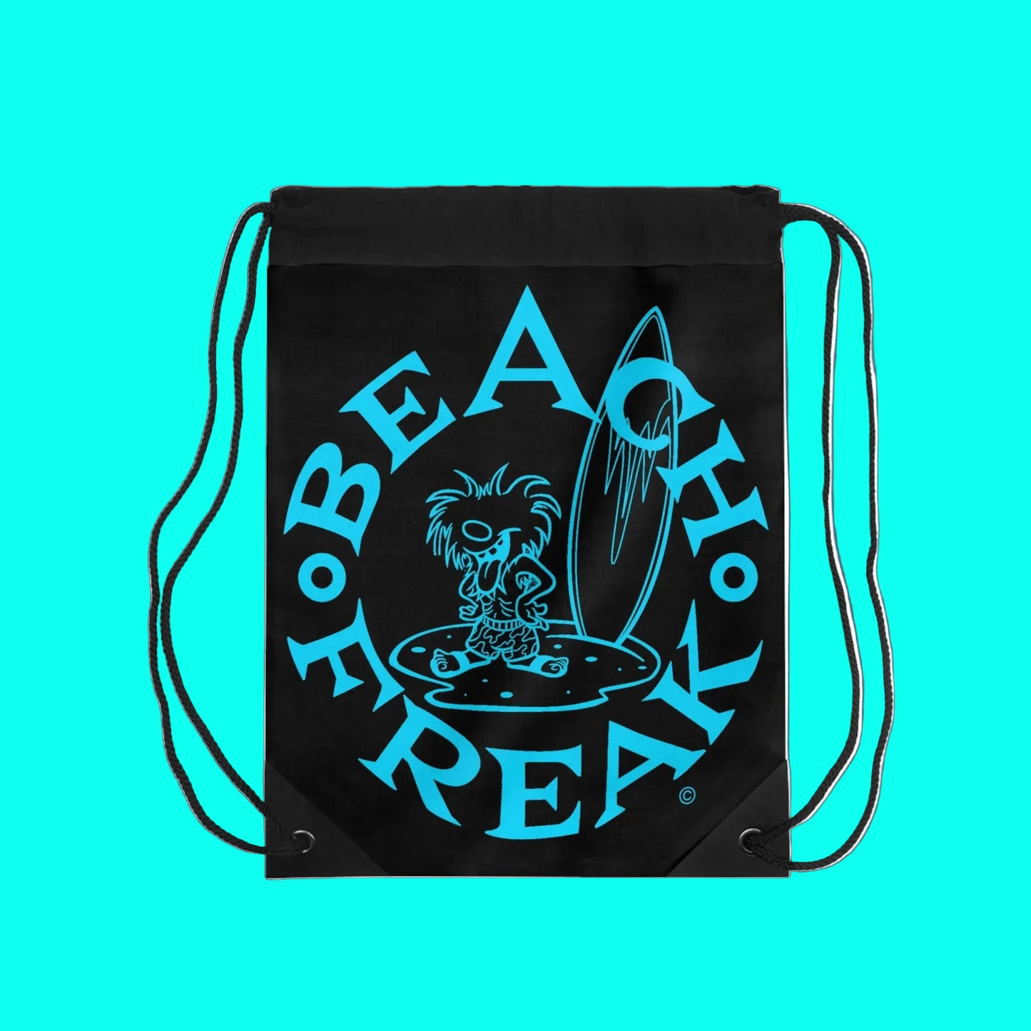NEON BLUE BEACH FREAK© Drawstring Bag