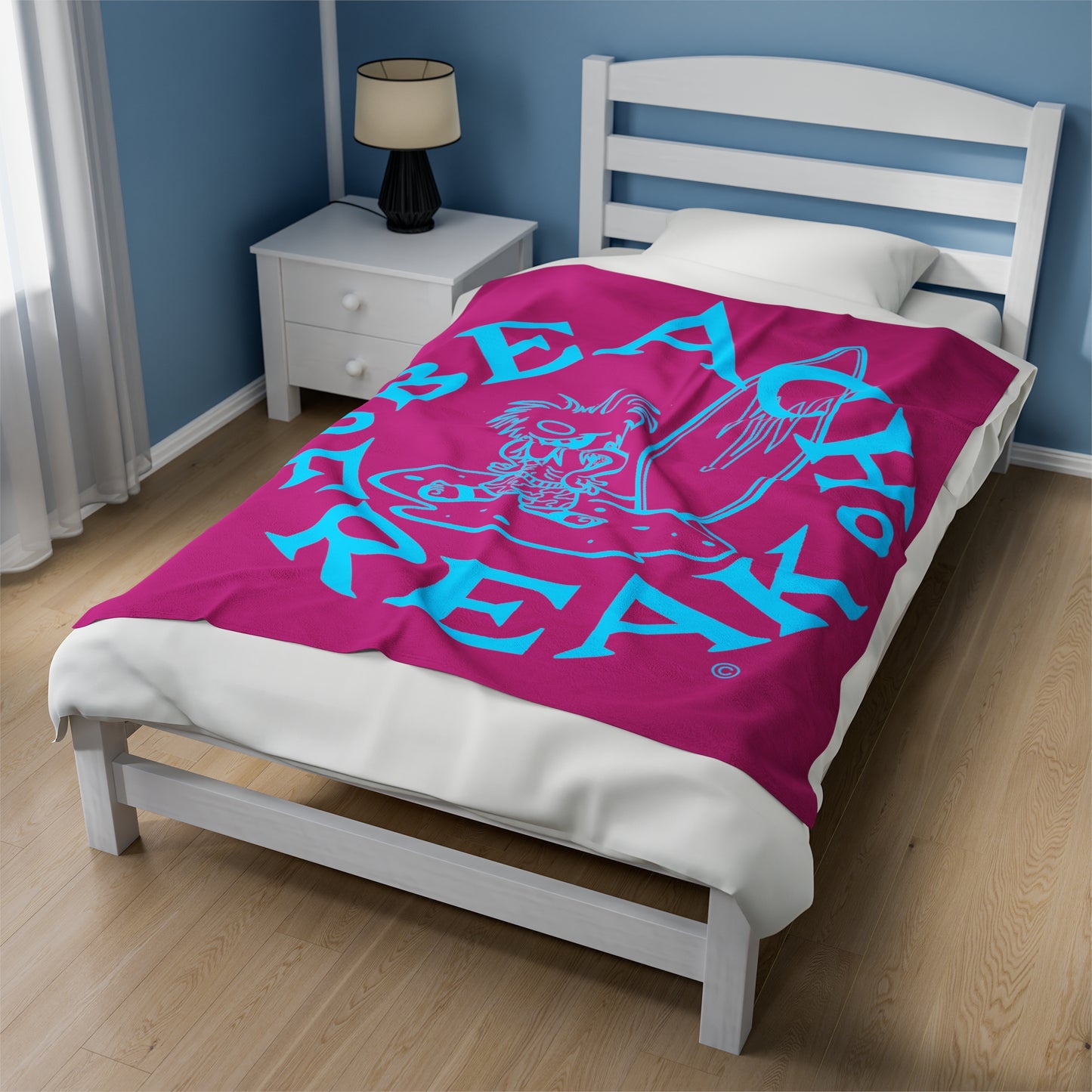 NEON BLUE BEACH FREAK© Velveteen Plush Blanket