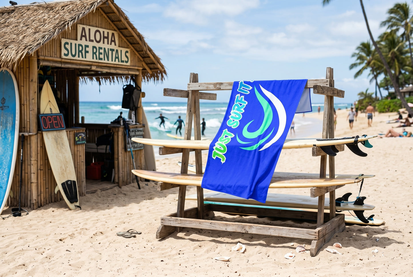 JUST SURF IT! - BEACH FREAK© MUY GRANDE MINK COTTON TOWEL