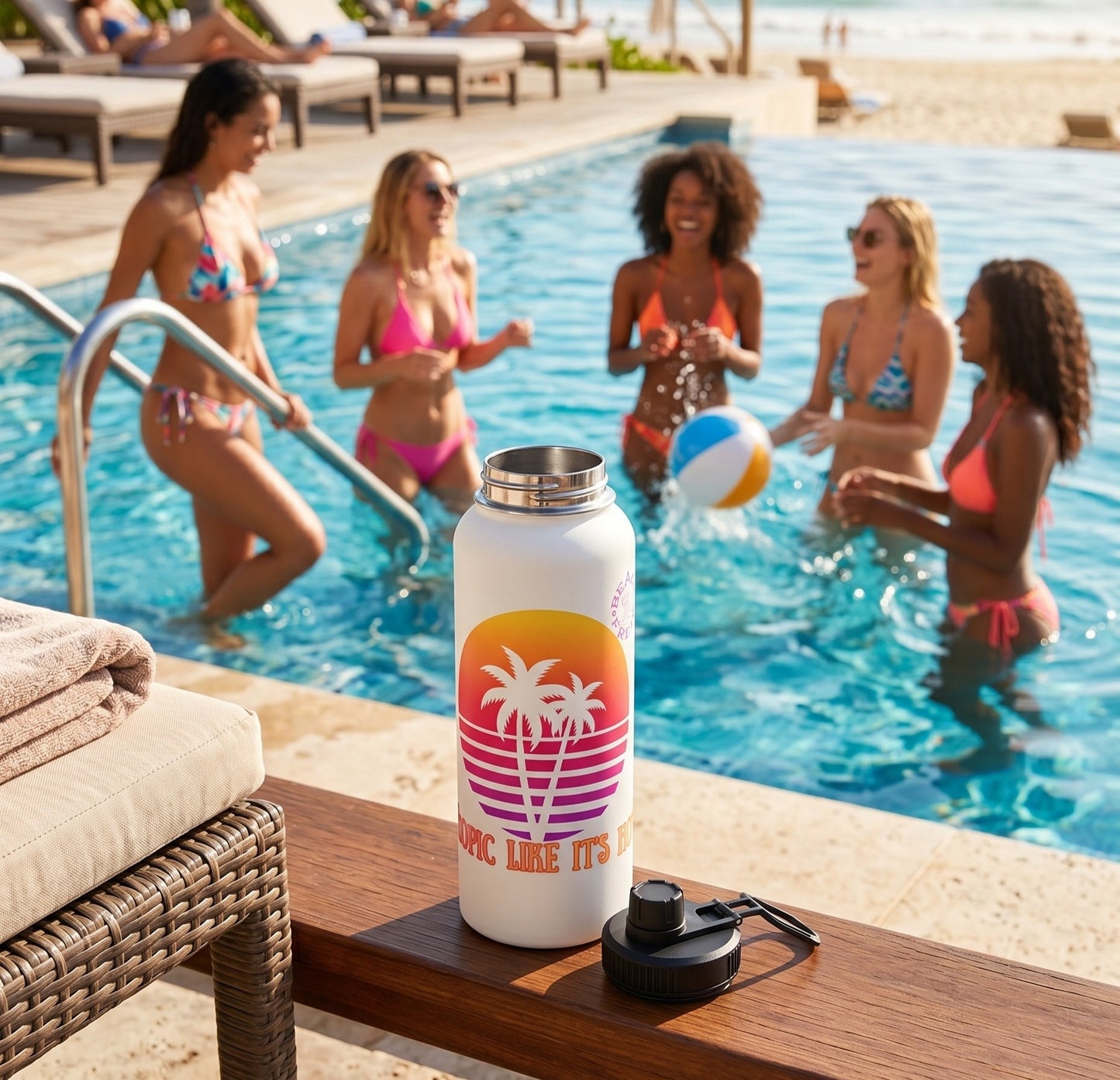 TROPIC LIKE IT'S HOT! - BEACH FREAK© Stainless Steel SPORT Water Bottle