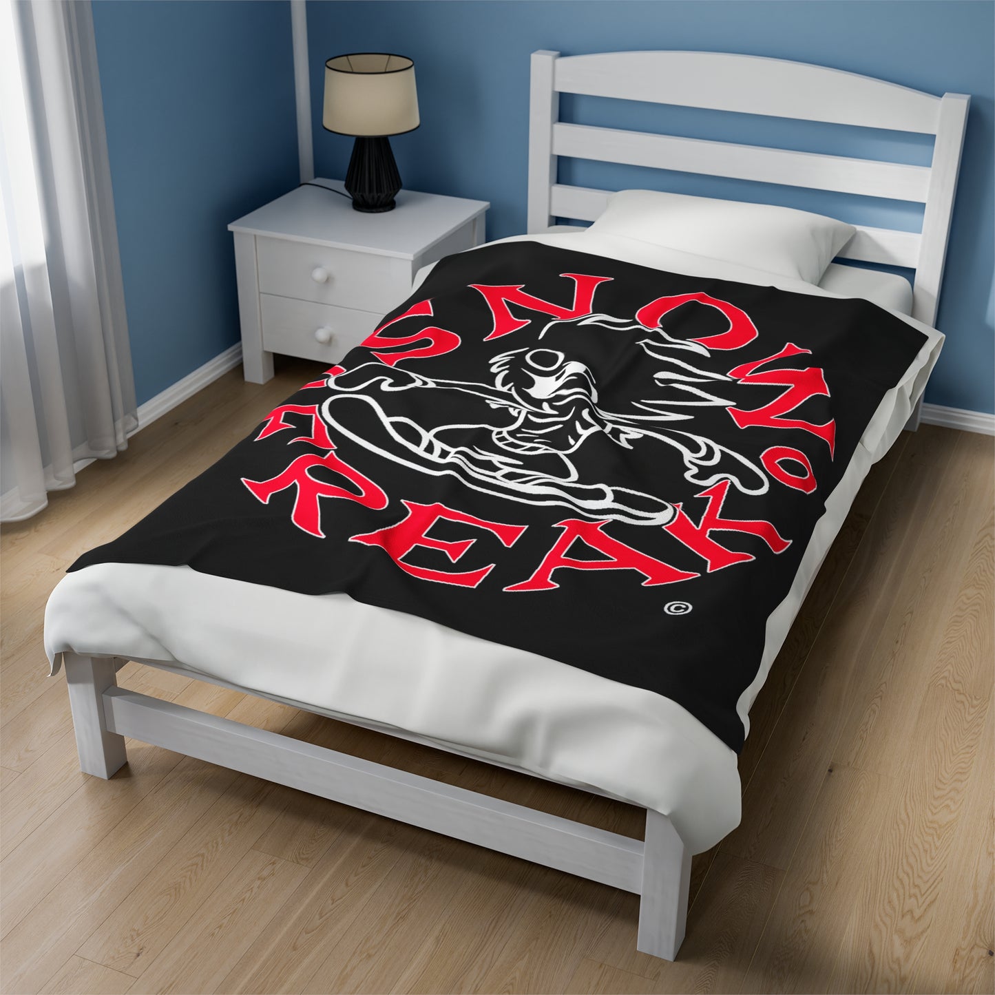 RED N' WHITE SNOW FREAK© Velveteen Plush Blanket