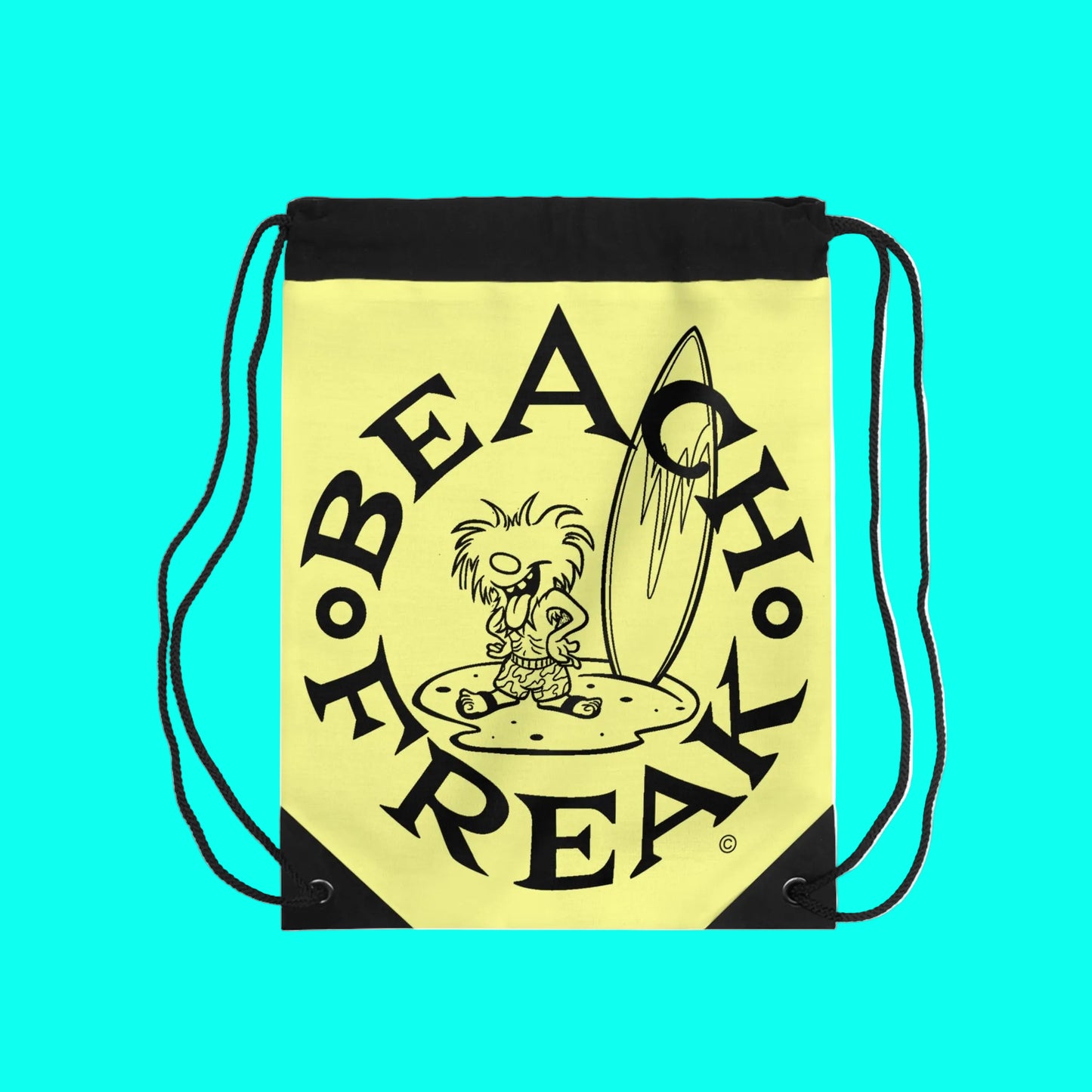 BLACK BEACH FREAK© Drawstring Bag