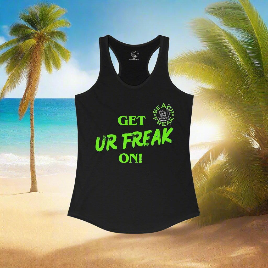 'GET UR FREAK ON!' LIME BEACH FREAK© Racerback Tank
