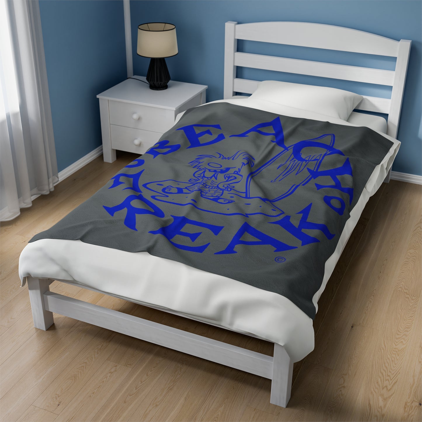 BLUE BEACH FREAK© Velveteen Plush Blanket