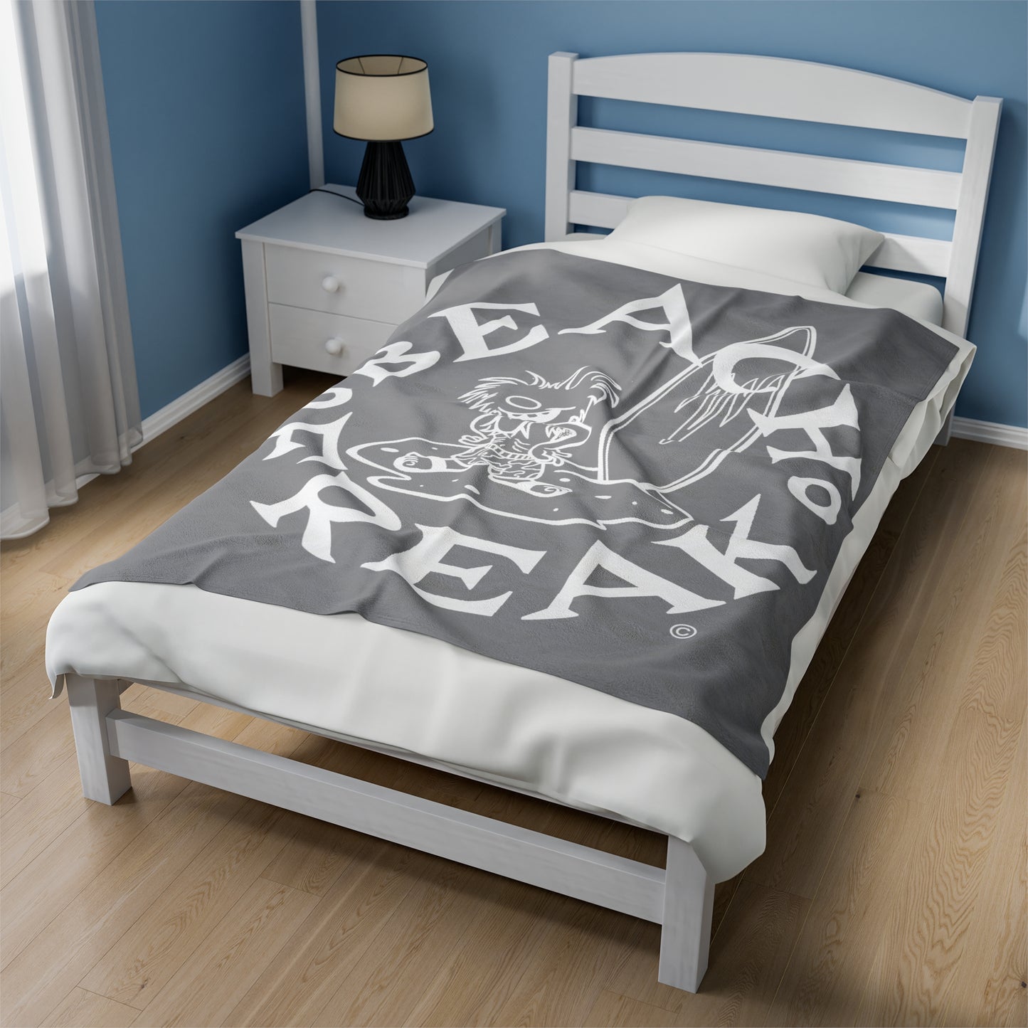WHITE BEACH FREAK© Velveteen Plush Blanket