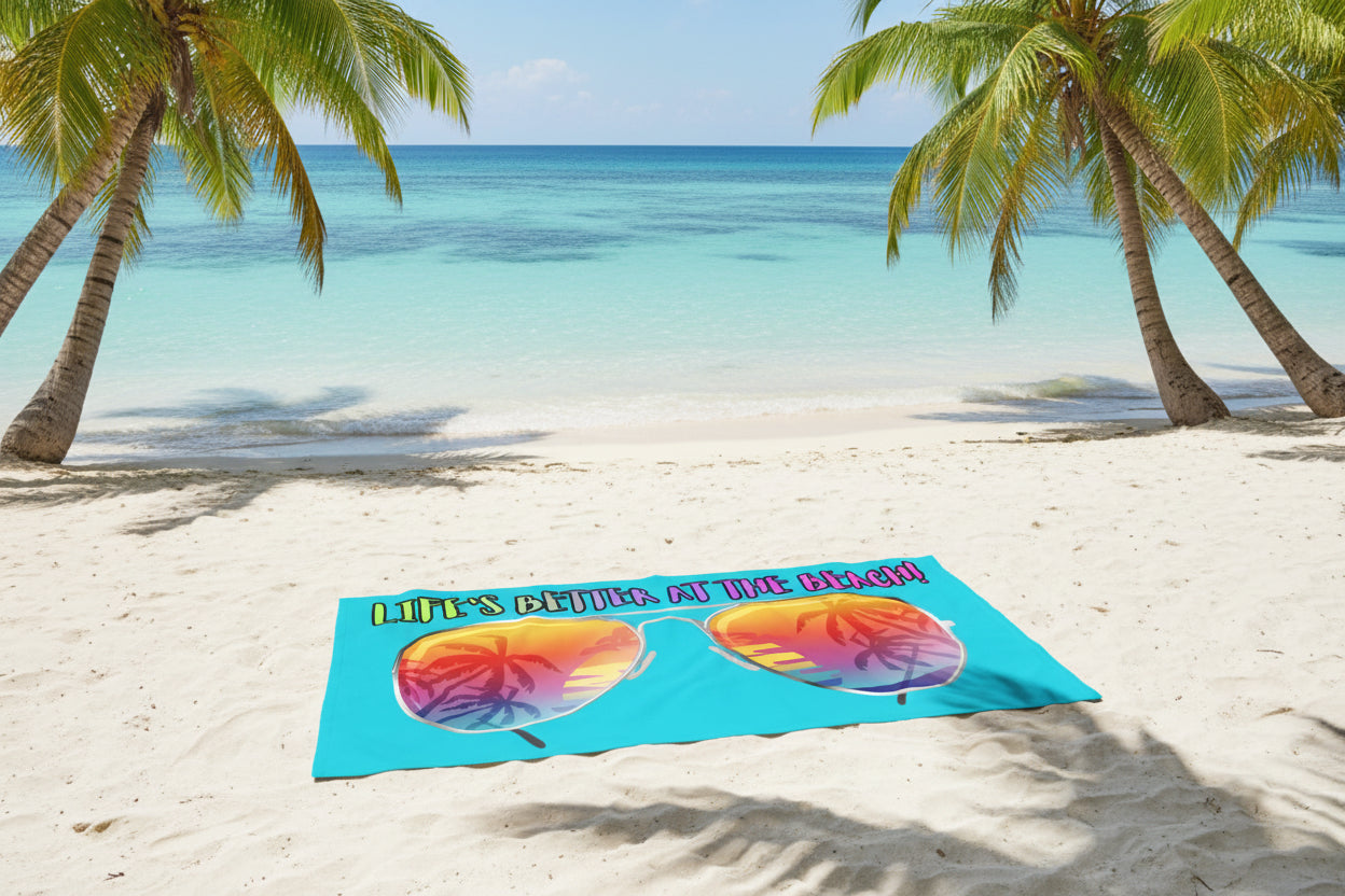 LIFE'S BETTER AT THE BEACH! BEACH FREAK© OVERSIZED 36" X 72" MINK COTTON TOWEL