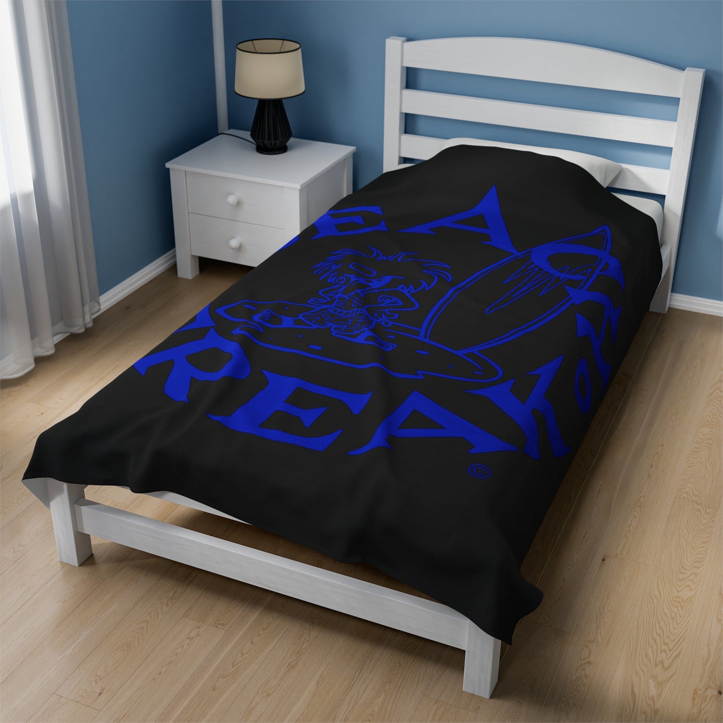 BLUE BEACH FREAK© Velveteen Plush Blanket