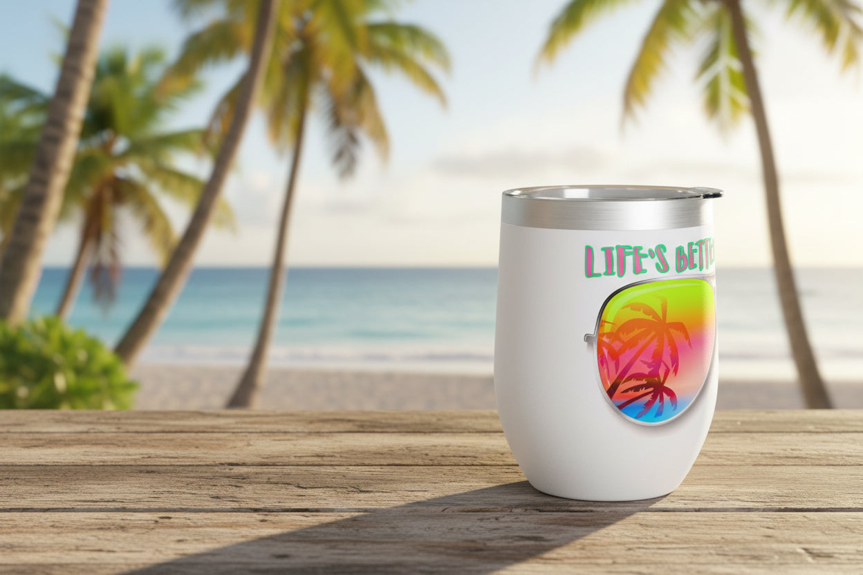 LIFE'S BETTER AT THE BEACH! - BEACH FREAK© Chill Wine Tumbler