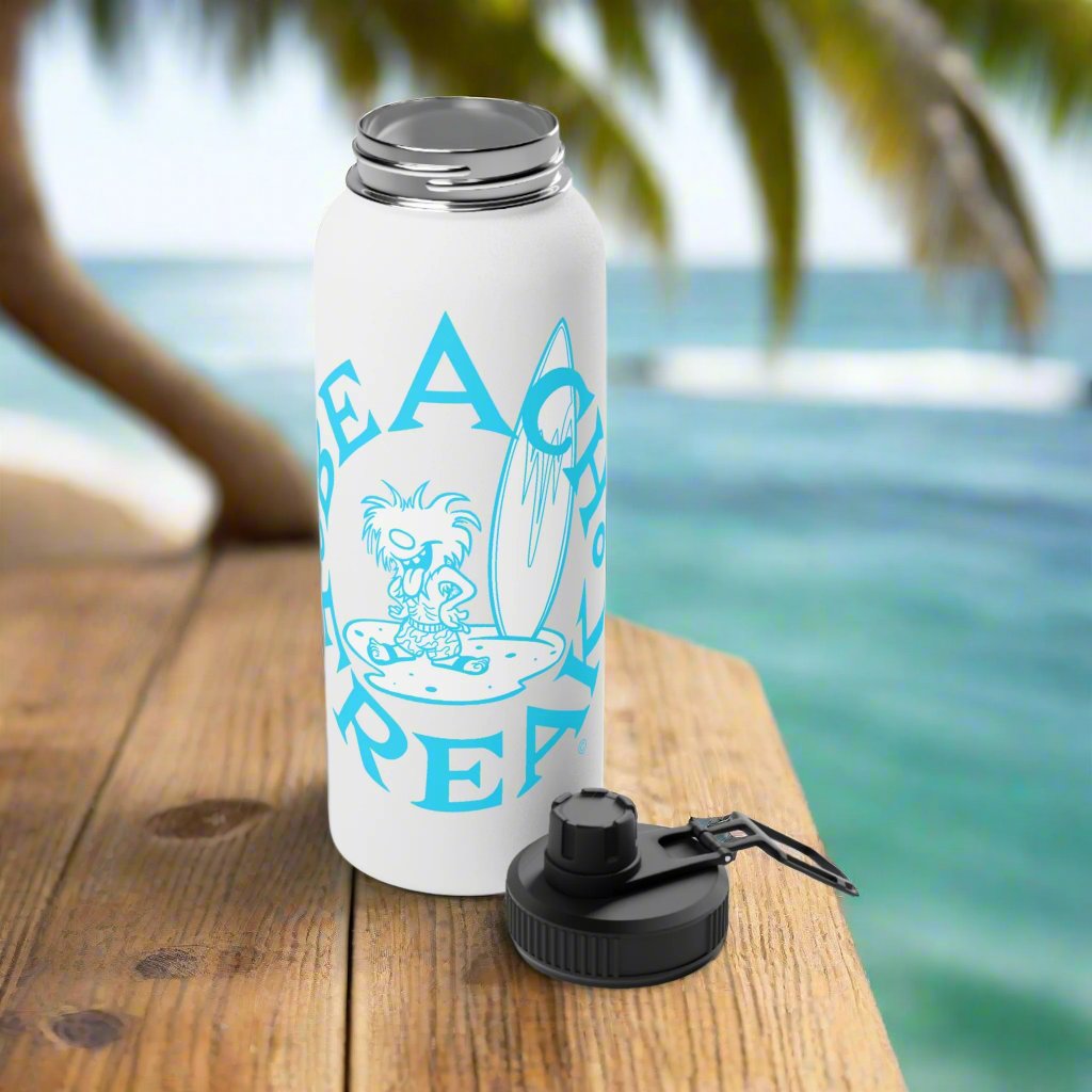 NEON BLUE BEACH FREAK© Stainless Steel SPORT Water Bottle