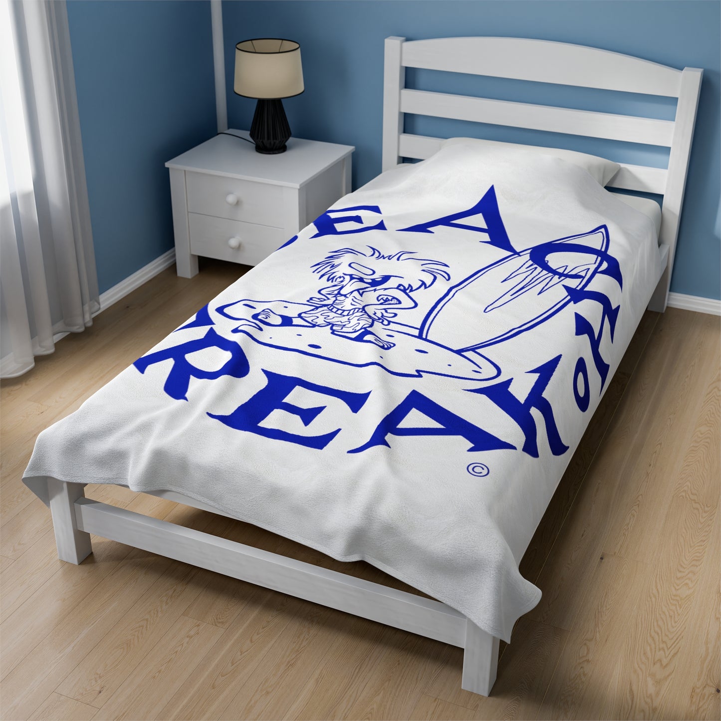 BLUE BEACH FREAK© Velveteen Plush Blanket