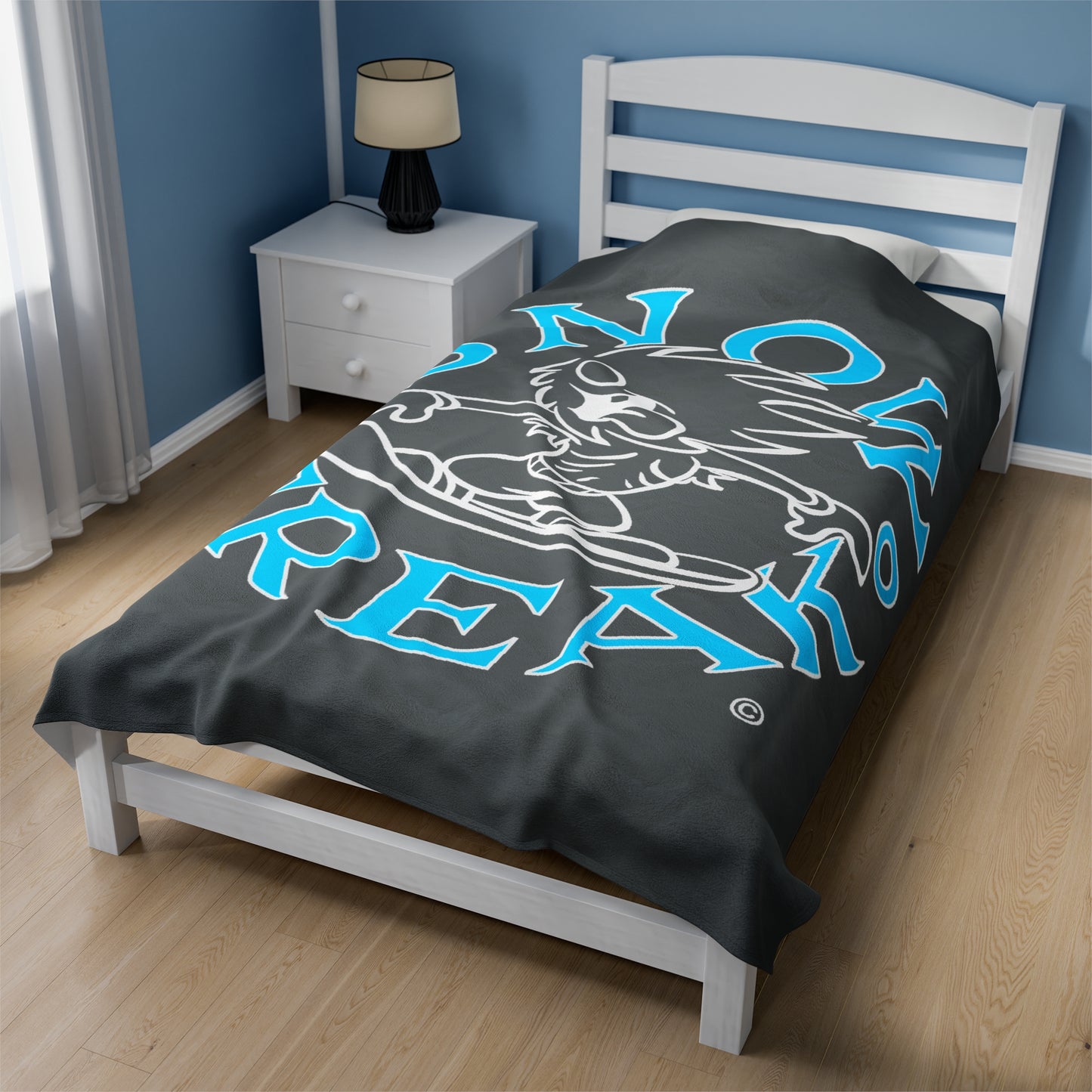 NEON BLUE N' WHITE SNOW FREAK© Velveteen Plush Blanket