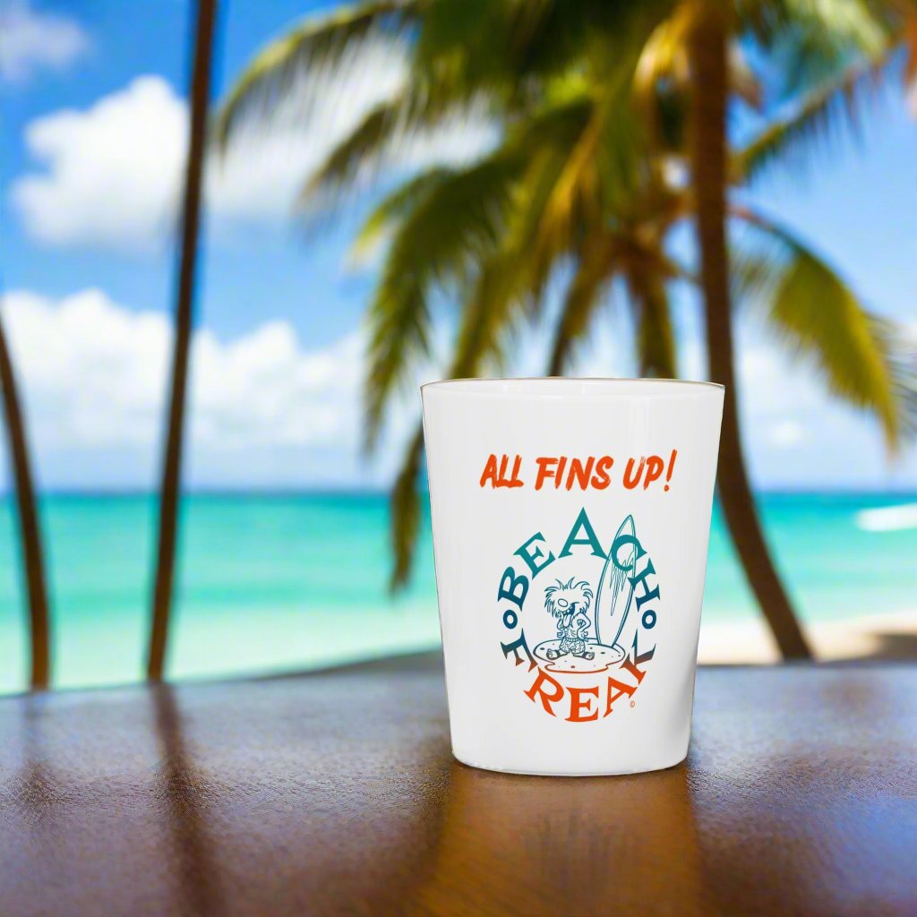 MIAMI BEACH FREAK© 'ALL FINS UP!' Ceramic Shot Glass