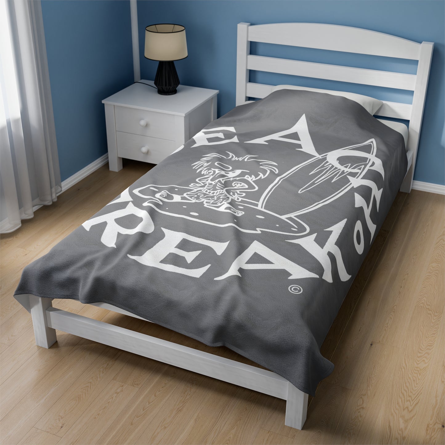 WHITE BEACH FREAK© Velveteen Plush Blanket