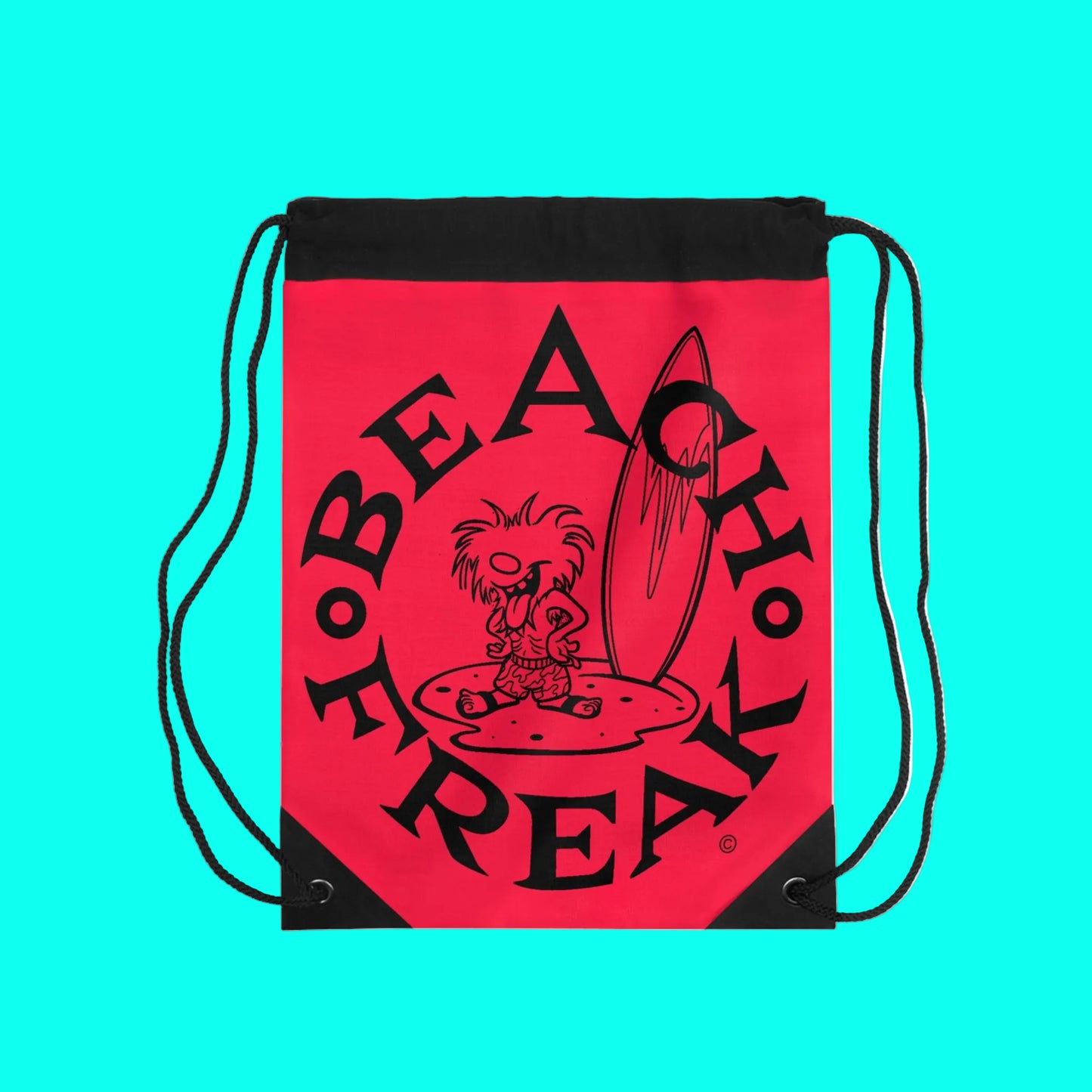 BLACK BEACH FREAK© Drawstring Bag
