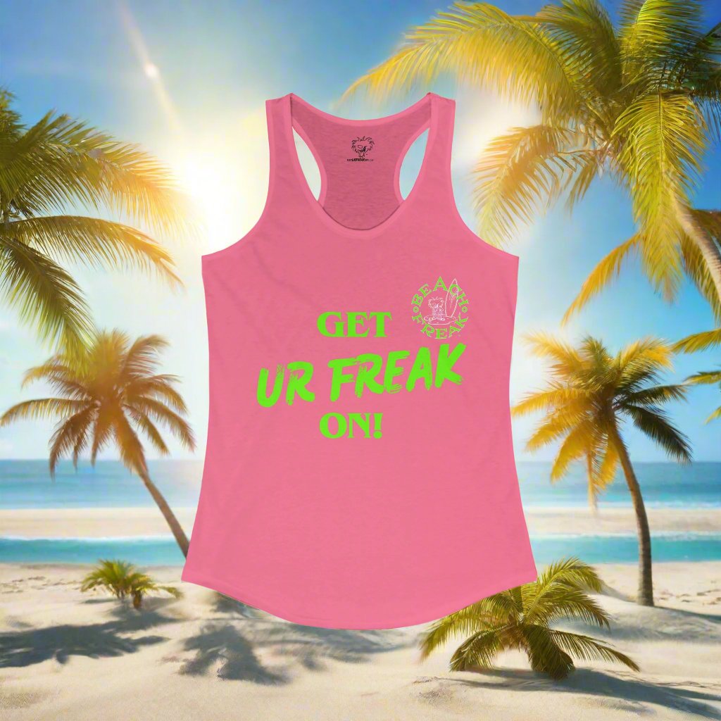 'GET UR FREAK ON!' LIME BEACH FREAK© Racerback Tank