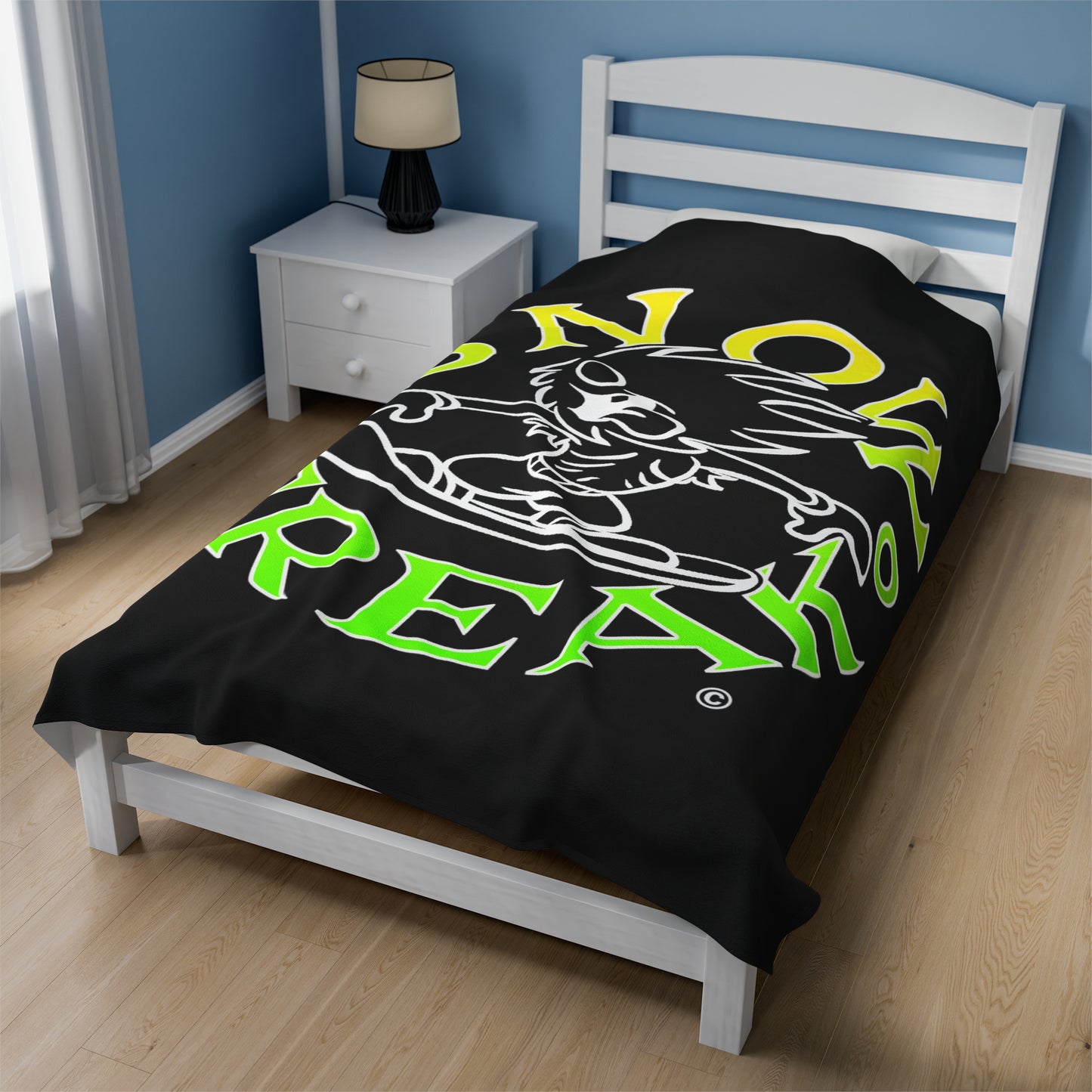 LIME, YELLOW N' WHITE SNOW FREAK© Velveteen Plush Blanket