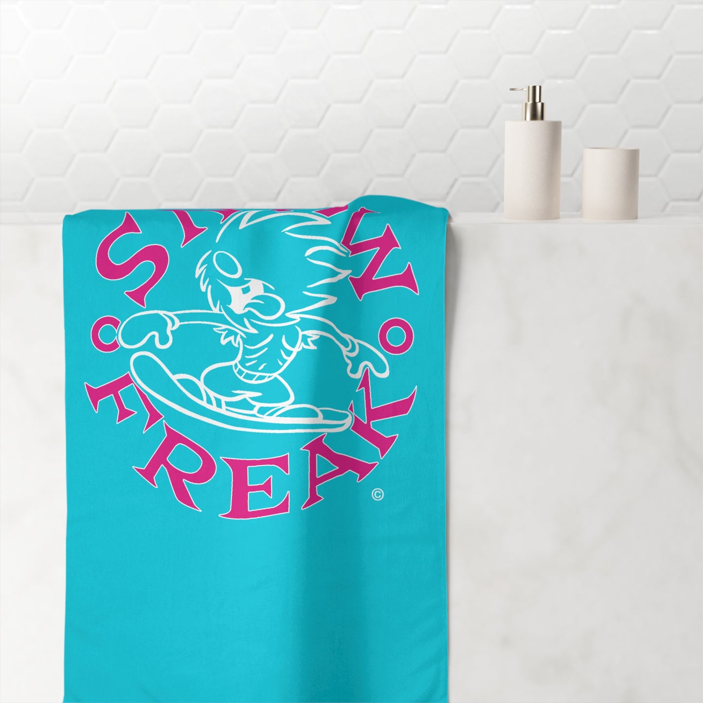 PINK 'N' WHITE SNOW FREAK© Mink-Cotton Towel