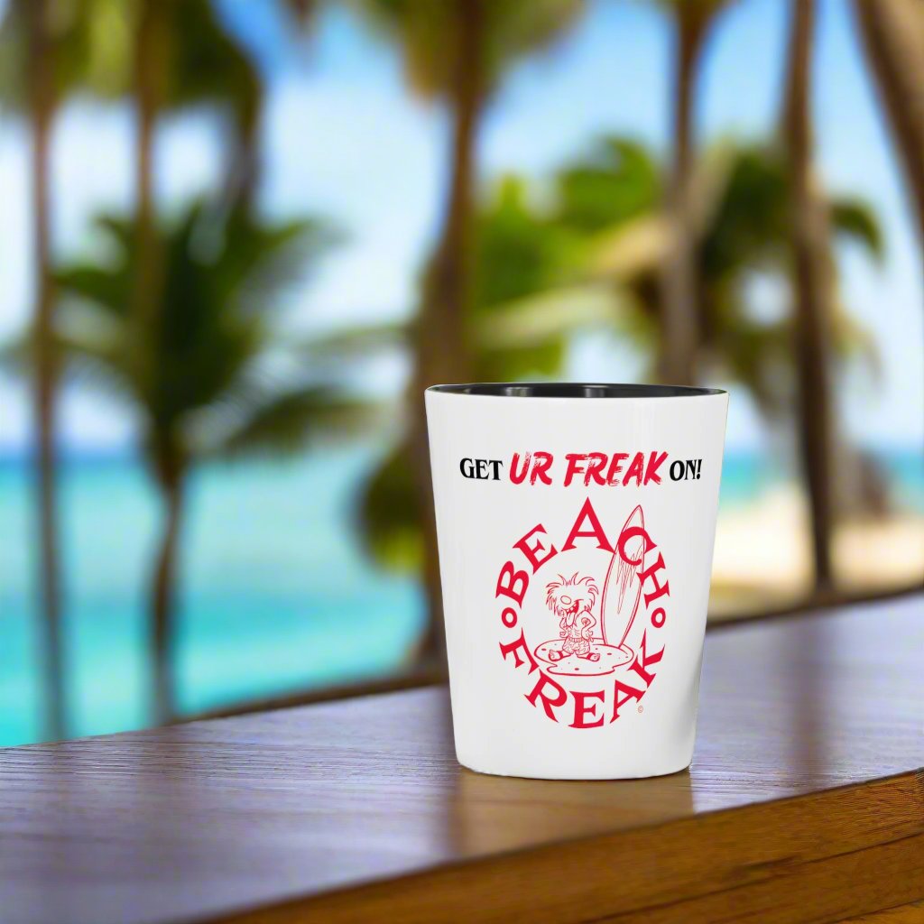 NEON RED BEACH FREAK© Ceramic Shot Glass