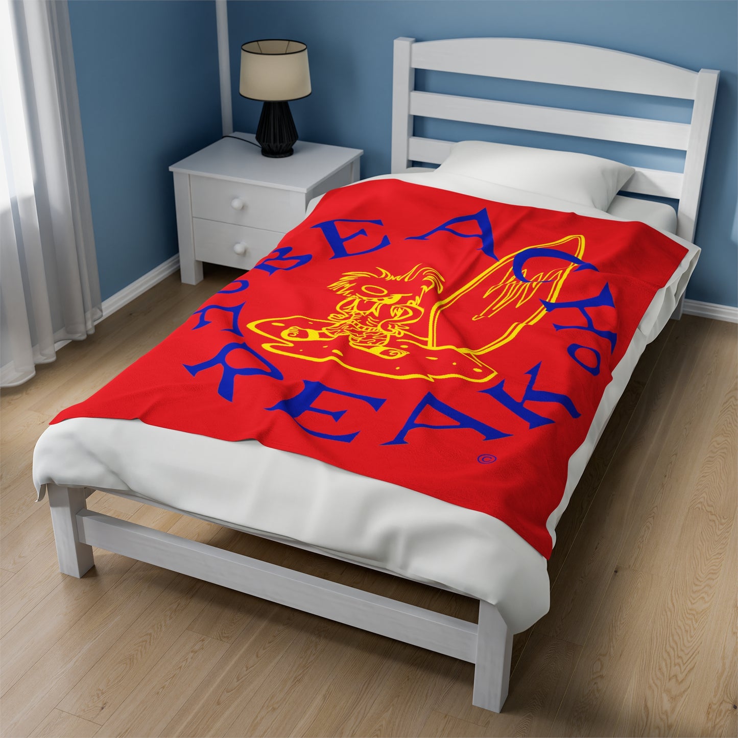 BLUE & YELLOW BEACH FREAK© Velveteen Plush Blanket