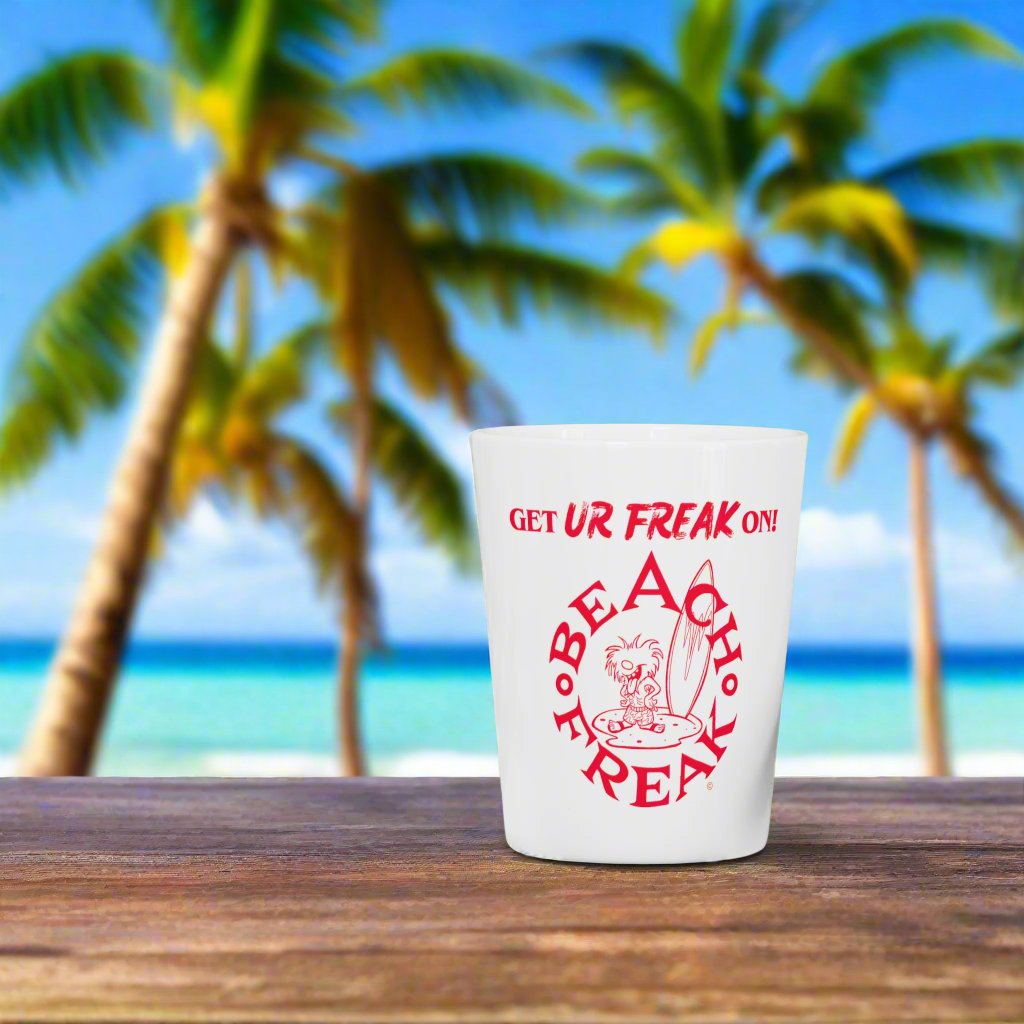 NEON RED BEACH FREAK© Ceramic Shot Glass