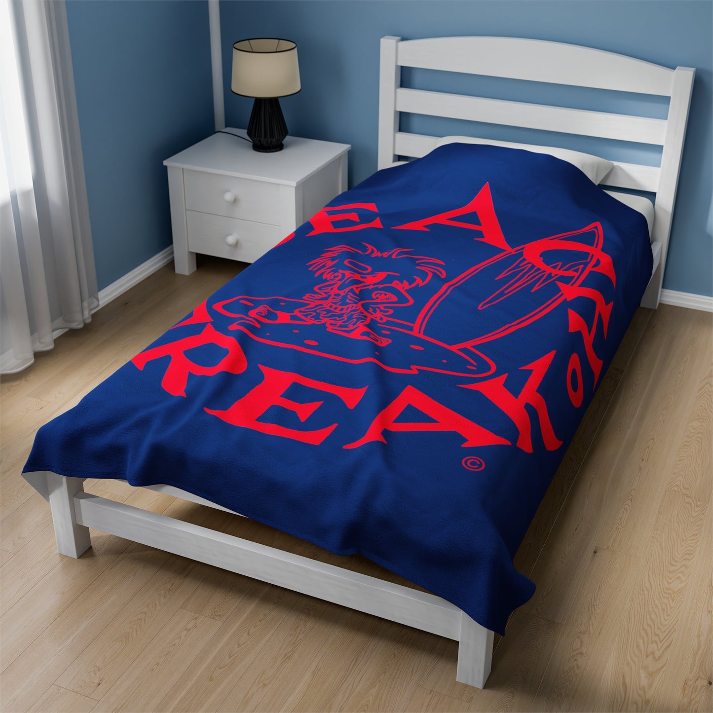 NEON RED BEACH FREAK© Velveteen Plush Blanket