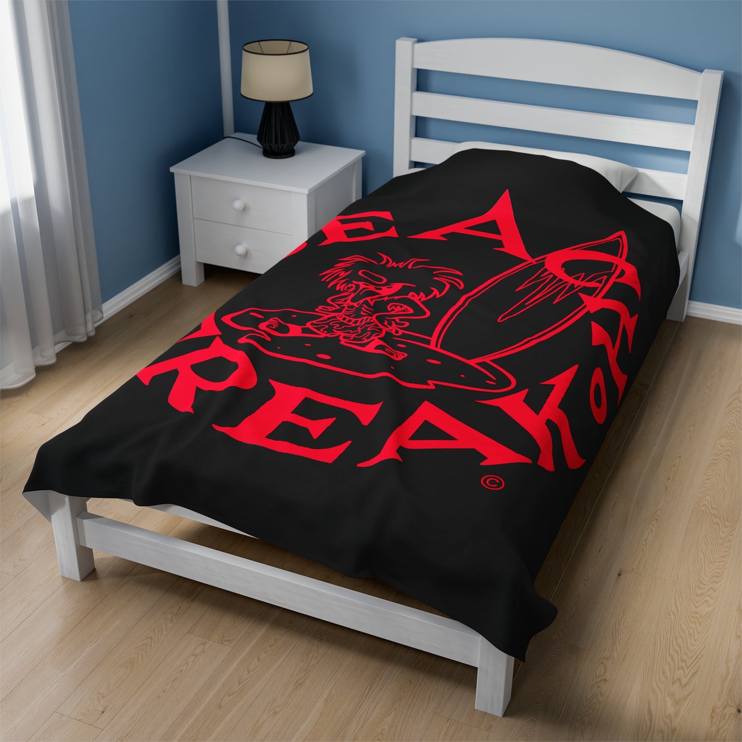 NEON RED BEACH FREAK© Velveteen Plush Blanket