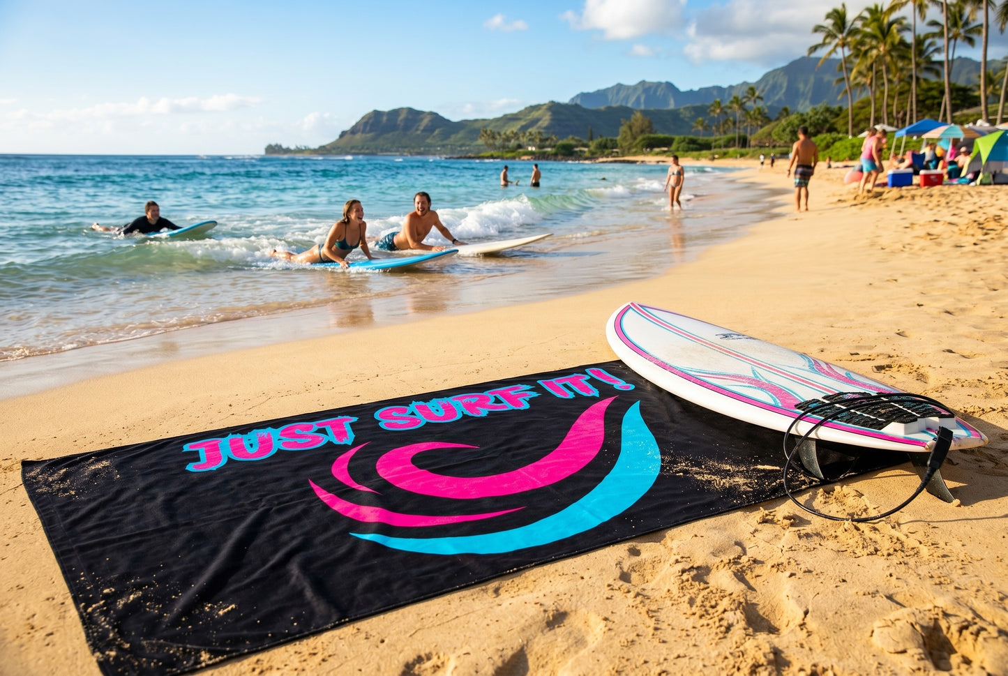 JUST SURF IT! - BEACH FREAK© MUY GRANDE MINK COTTON TOWEL