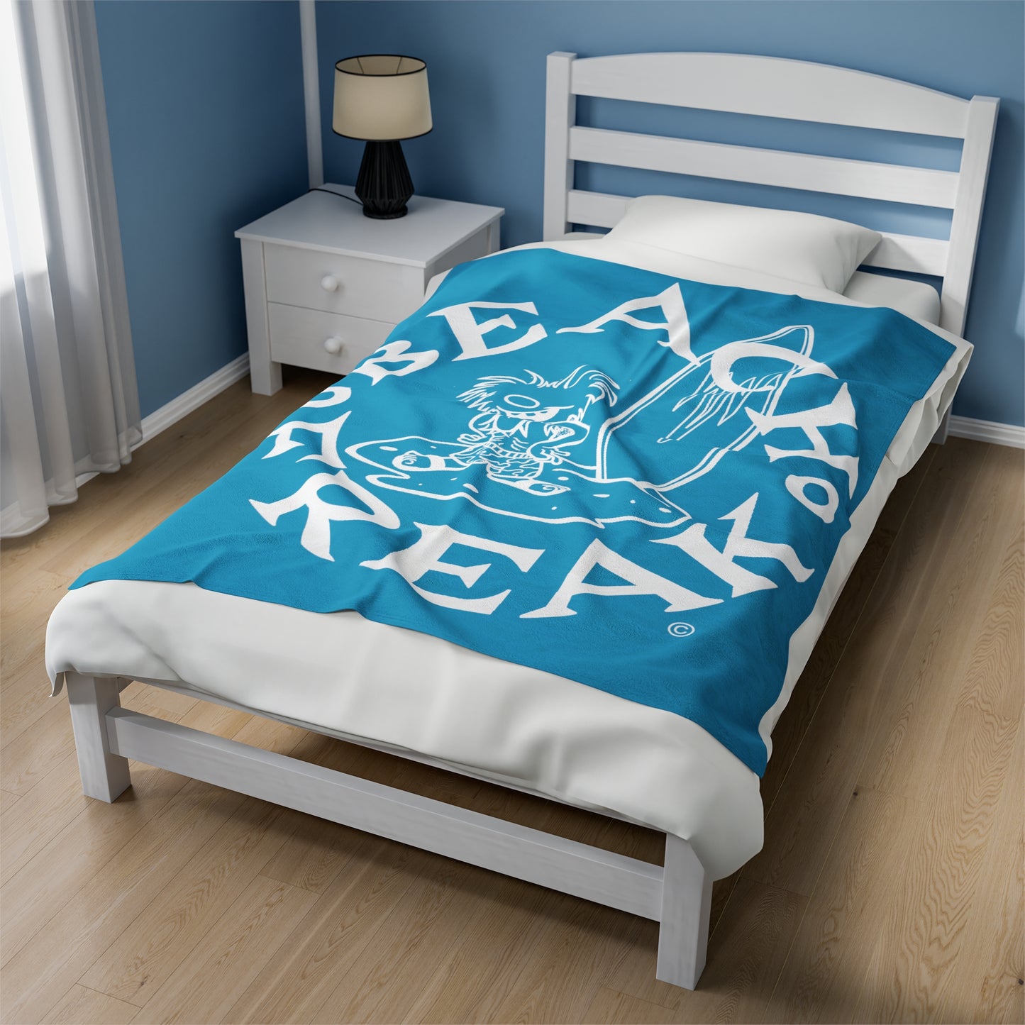 WHITE BEACH FREAK© Velveteen Plush Blanket
