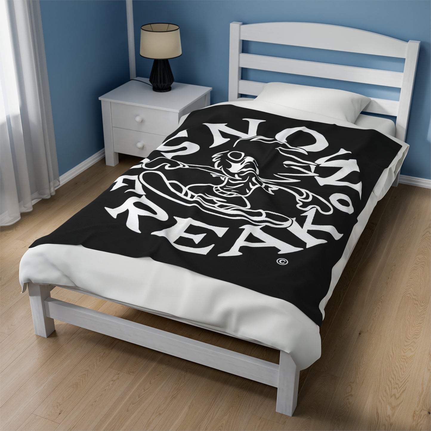 WHITE SNOW FREAK© Velveteen Plush Blanket