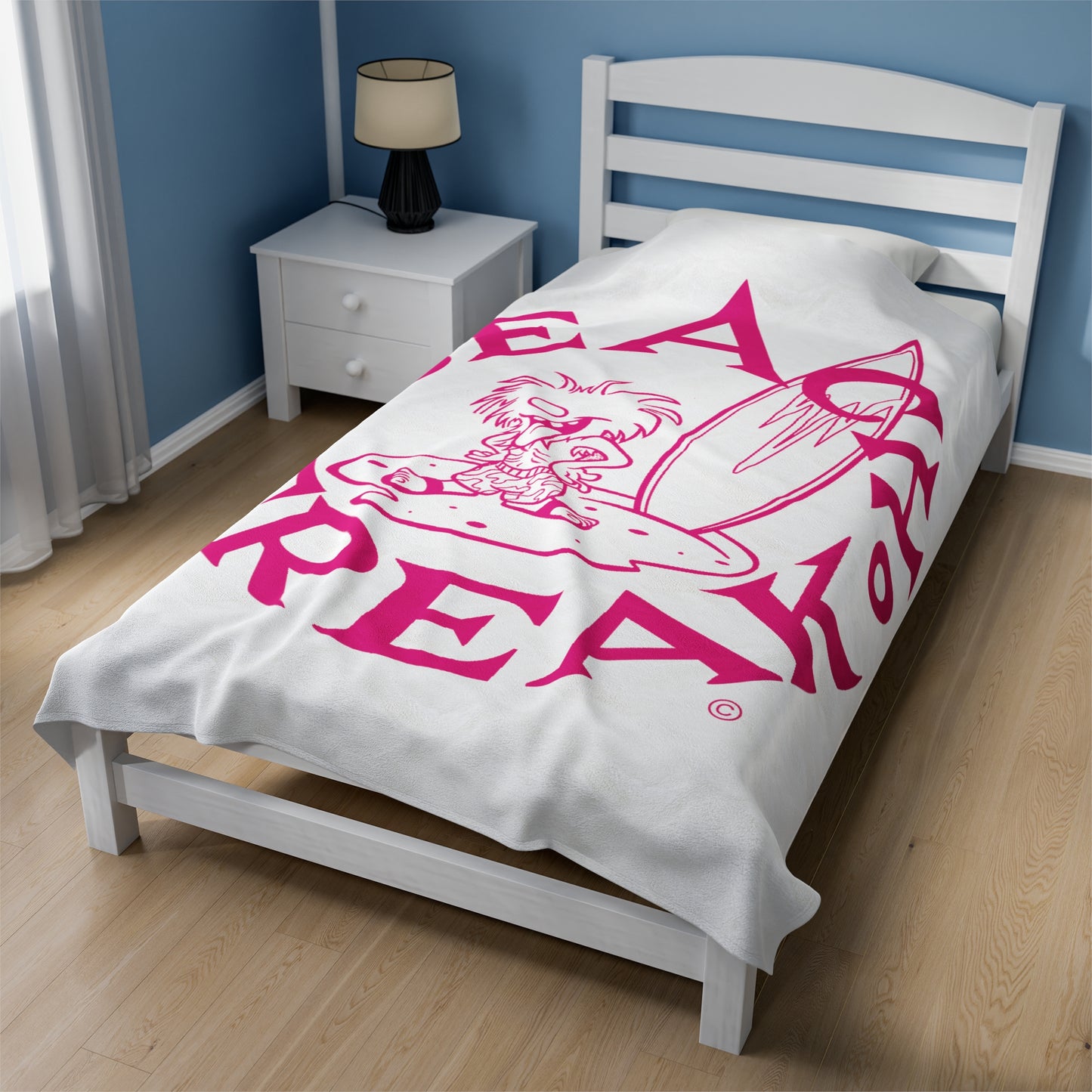 PINK BEACH FREAK© Velveteen Plush Blanket