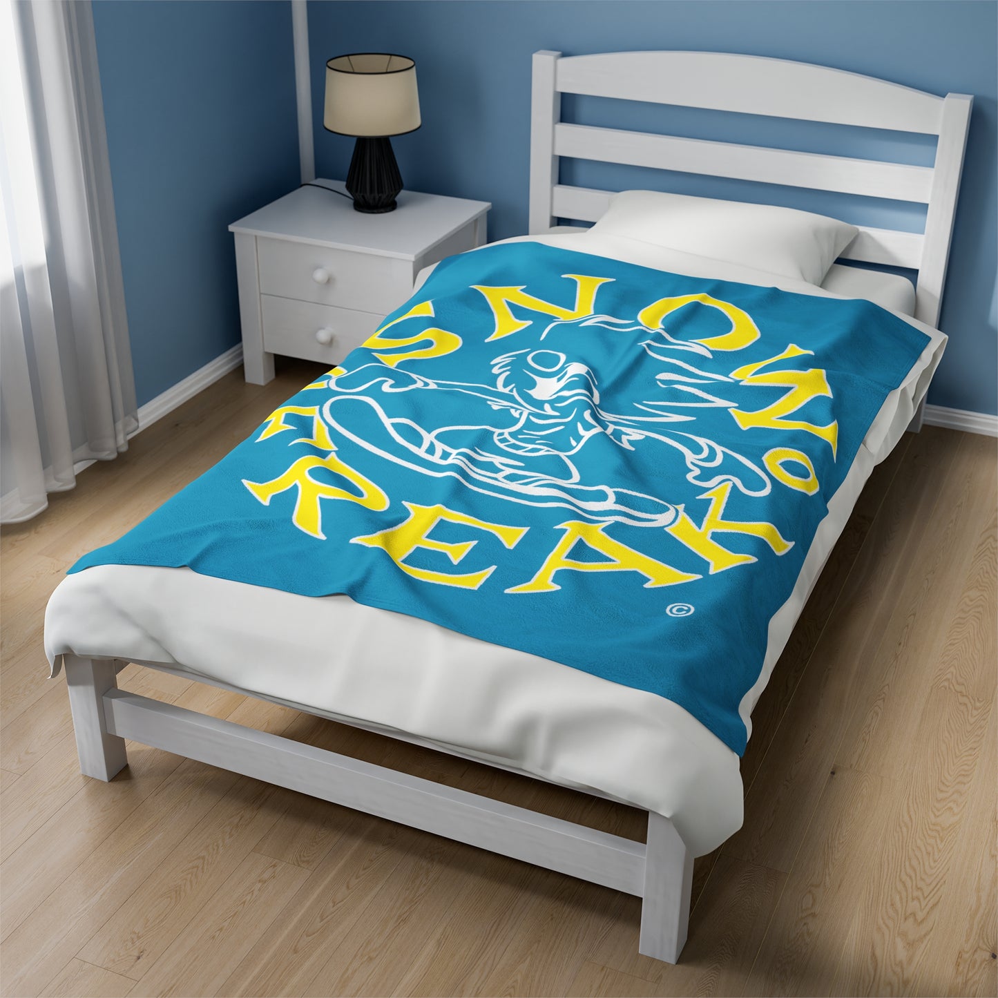 YELLOW N' WHITE SNOW FREAK© Velveteen Plush Blanket