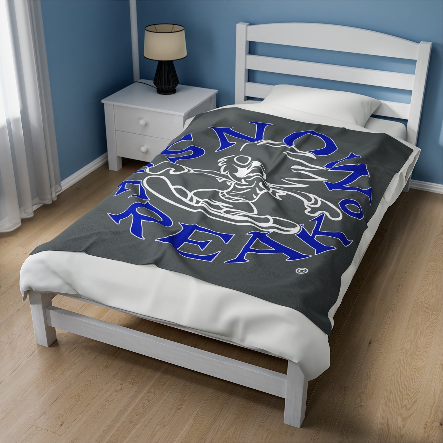 BLUE N' WHITE SNOW FREAK© Velveteen Plush Blanket