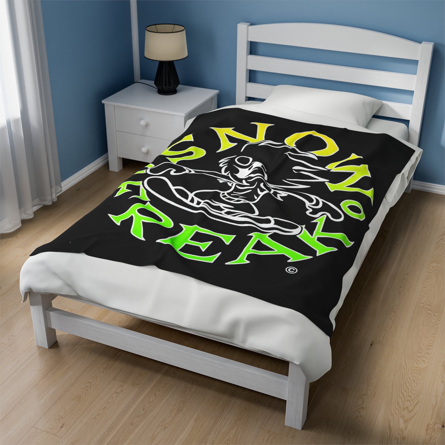 LIME, YELLOW N' WHITE SNOW FREAK© Velveteen Plush Blanket