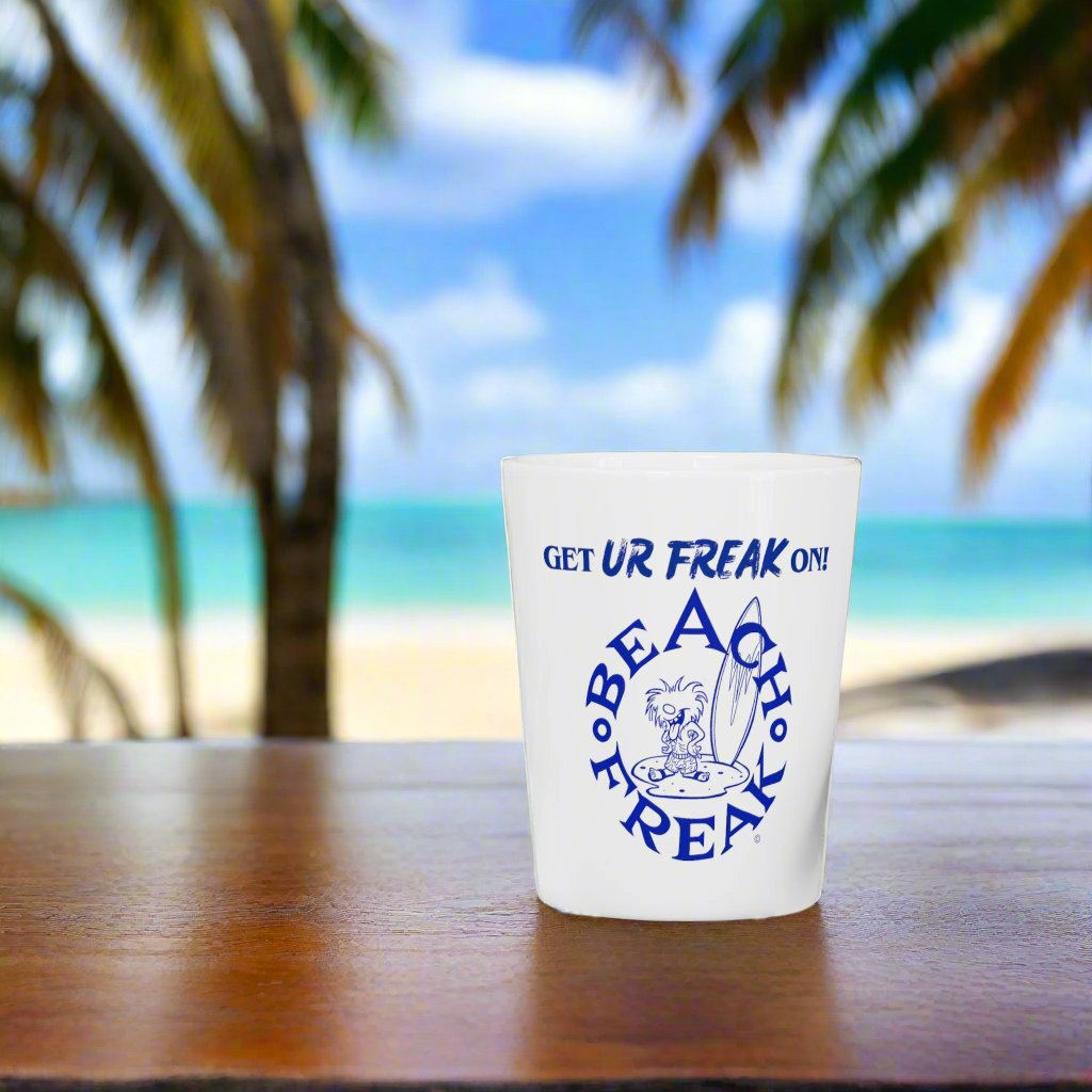BLUE BEACH FREAK© Ceramic Shot Glass