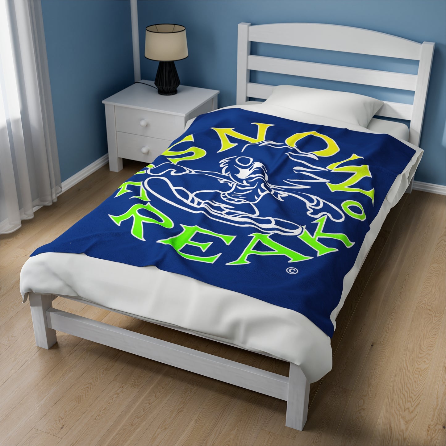 LIME, YELLOW N' WHITE SNOW FREAK© Velveteen Plush Blanket