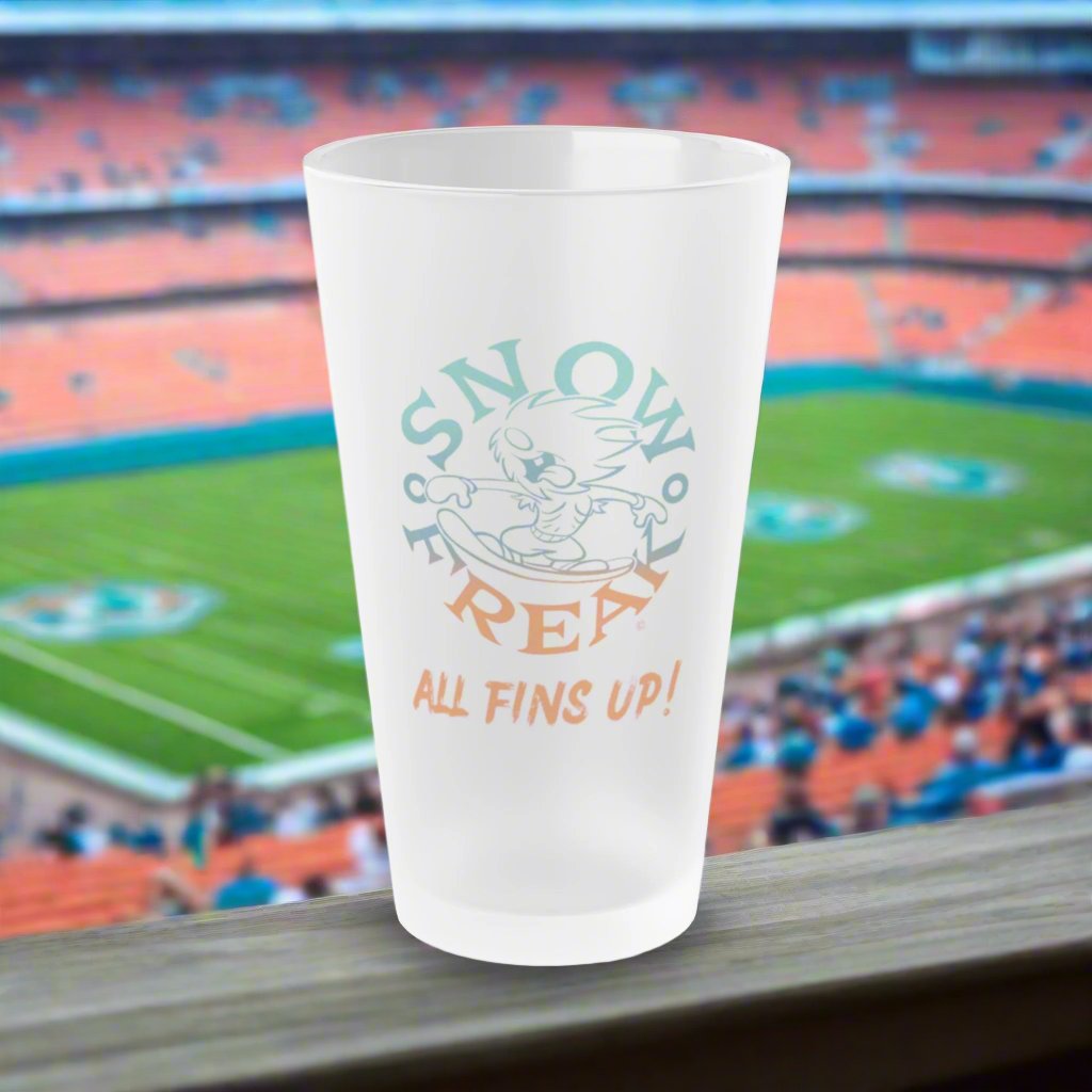 MIAMI SNOW FREAK© 'ALL FINS UP!' Frosted Pint Glass