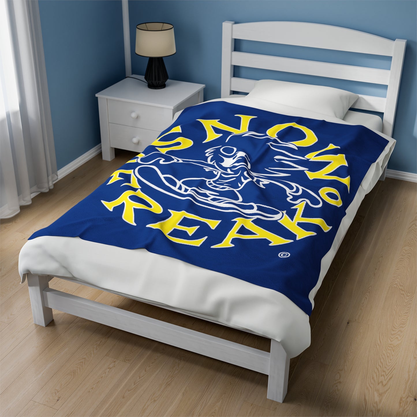 YELLOW N' WHITE SNOW FREAK© Velveteen Plush Blanket