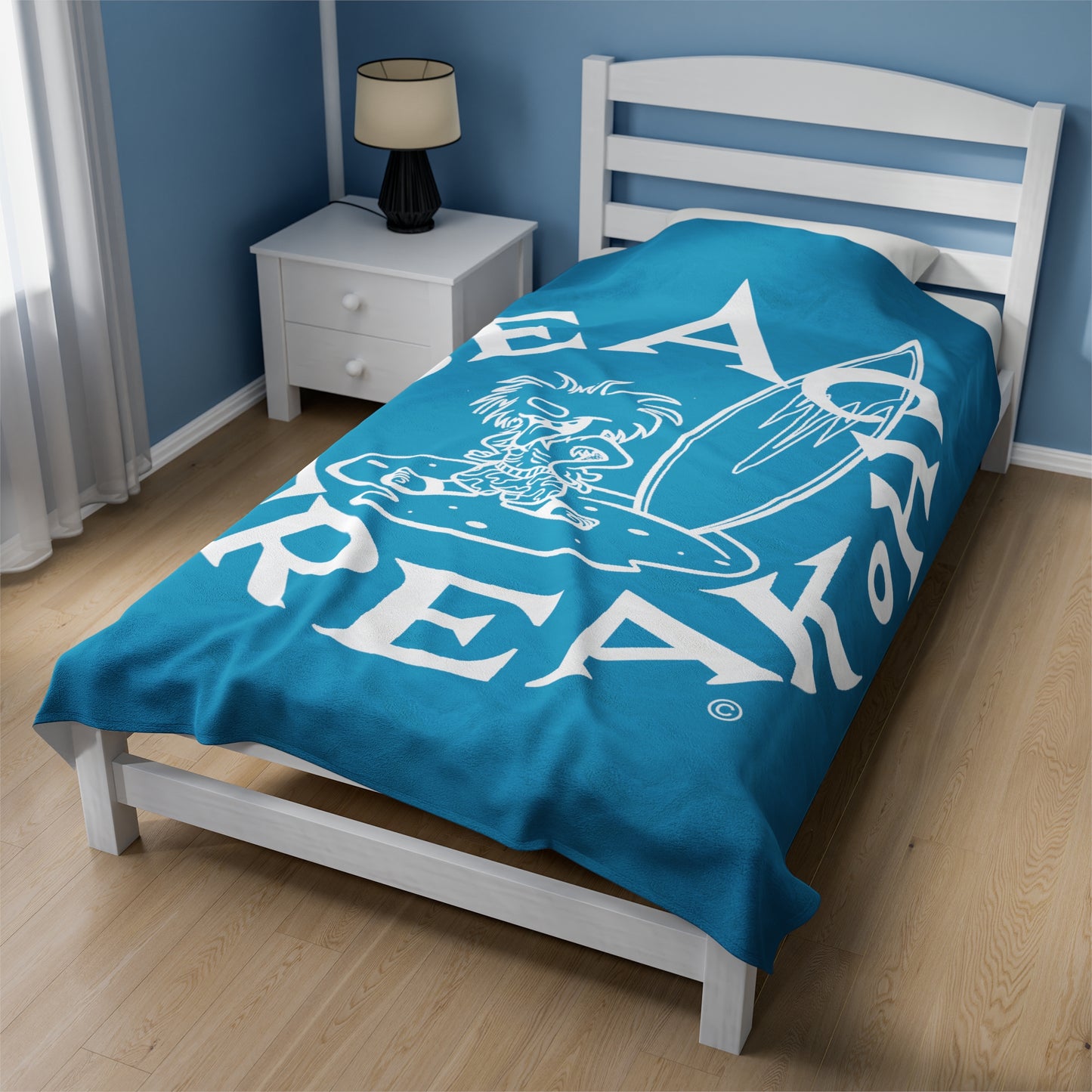 WHITE BEACH FREAK© Velveteen Plush Blanket