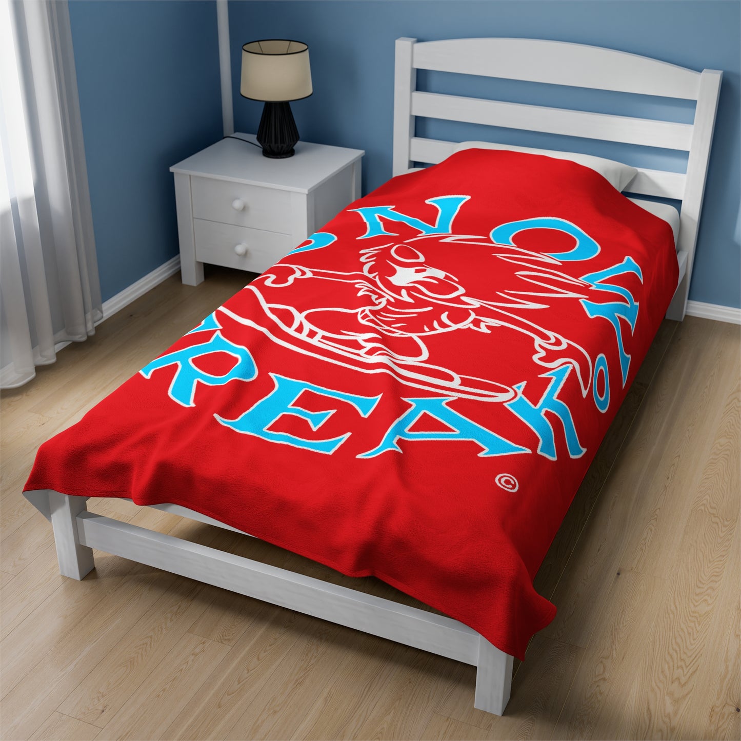 NEON BLUE N' WHITE SNOW FREAK© Velveteen Plush Blanket