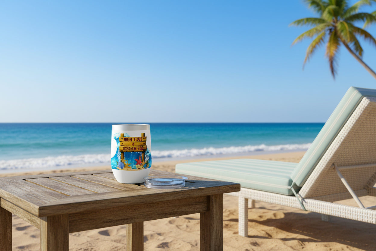 HIGH TIDES & OCEAN VIBES - BEACH FREAK© Chill Wine Tumbler