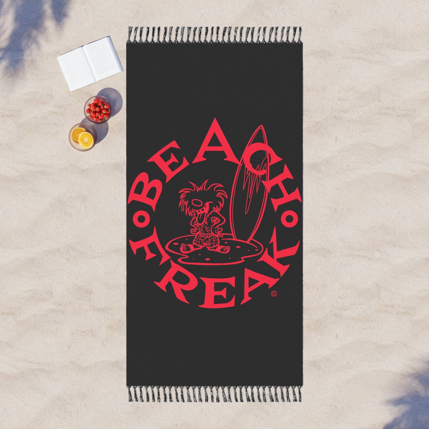 NEON RED BEACH FREAK© Boho Beach Blanket